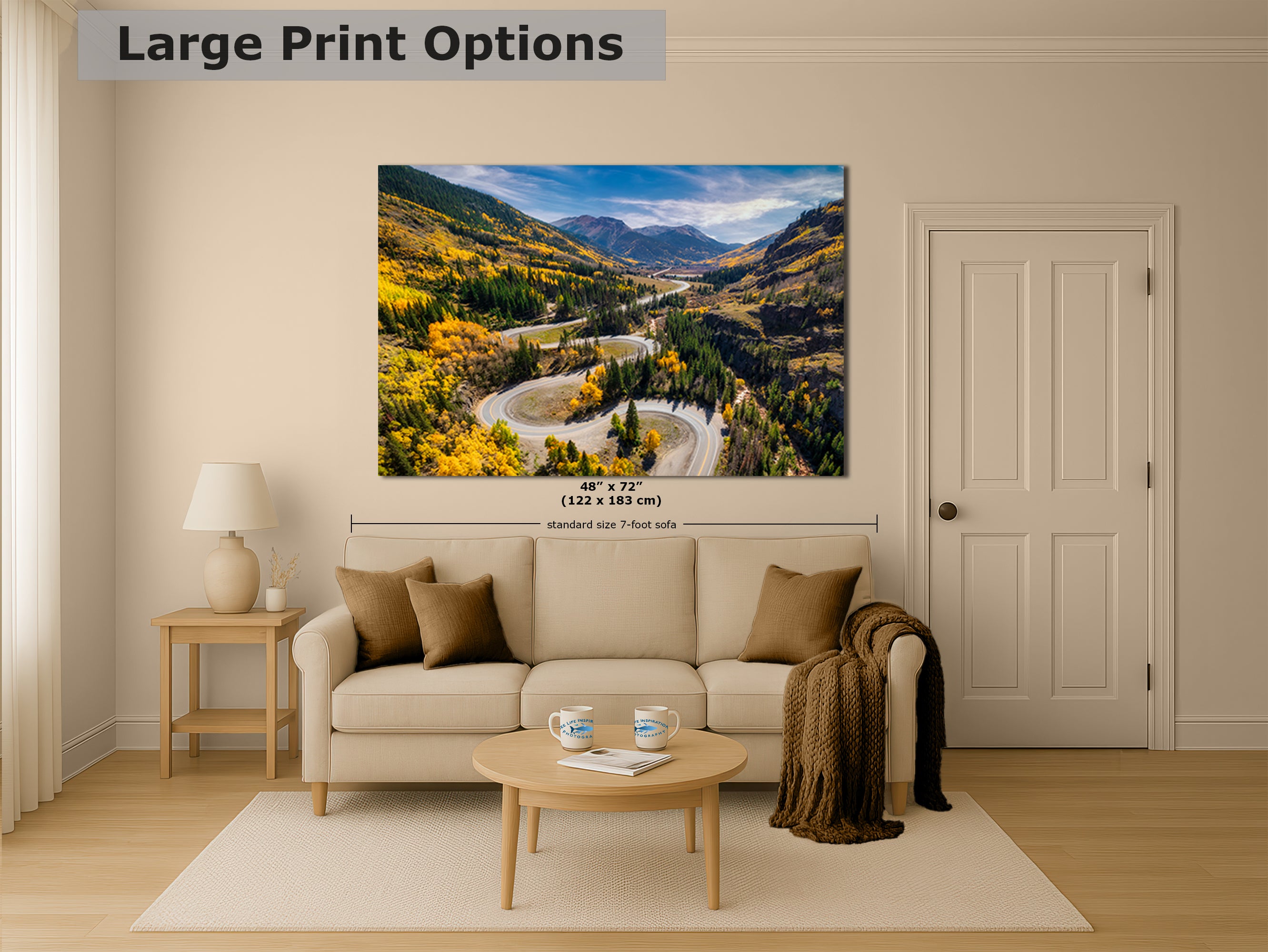 Colorado San Juan Mountain Picture, Fall Colors Aspen Trees Forest, Million Dollar Highway Nature Photo for Relaxation Artwork, Meditation and House Decor