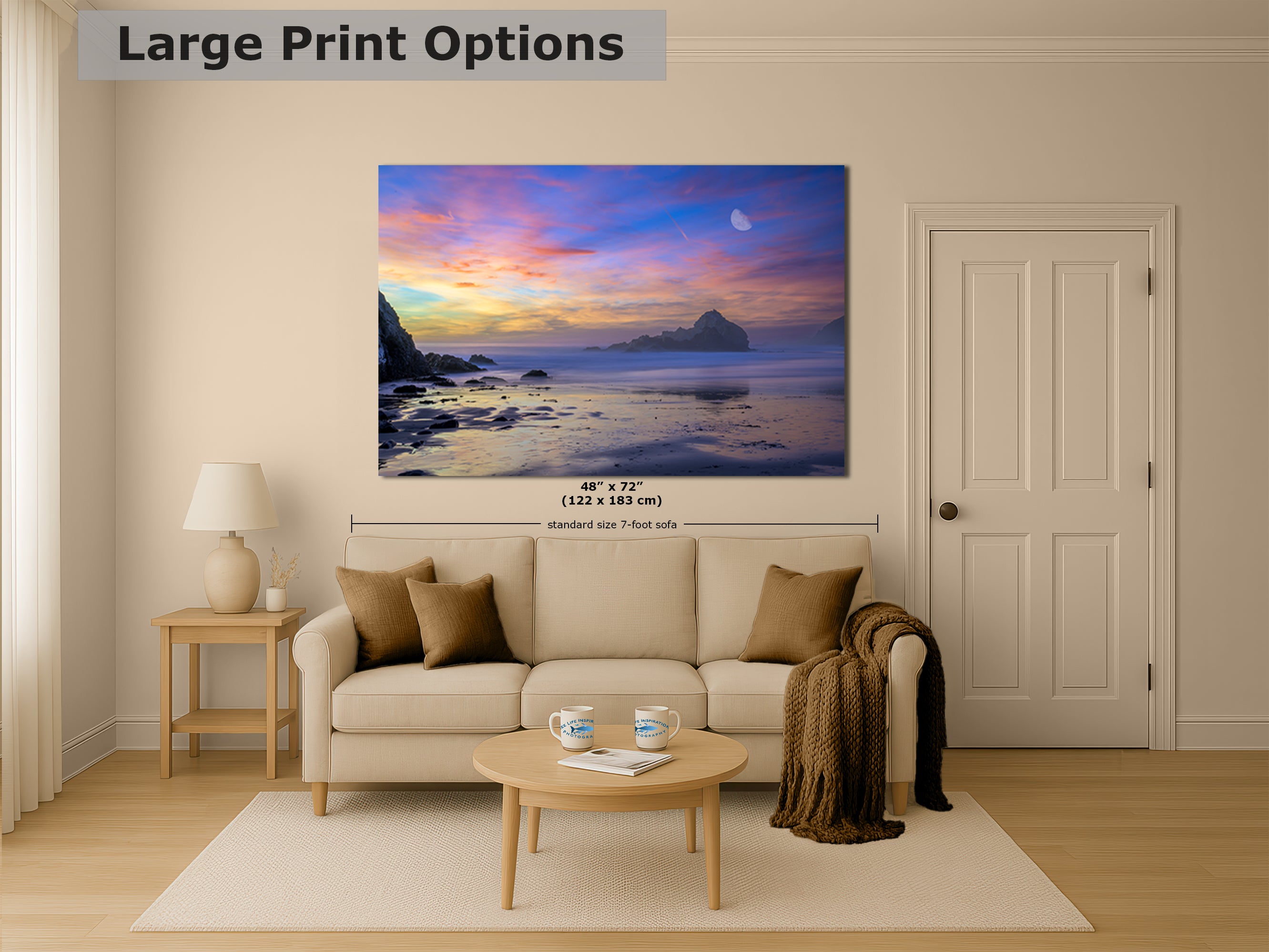 Limited Edition Fine Art Photography California Coastline Ocean Picture, Pfeiffer Beach Purple Sunset