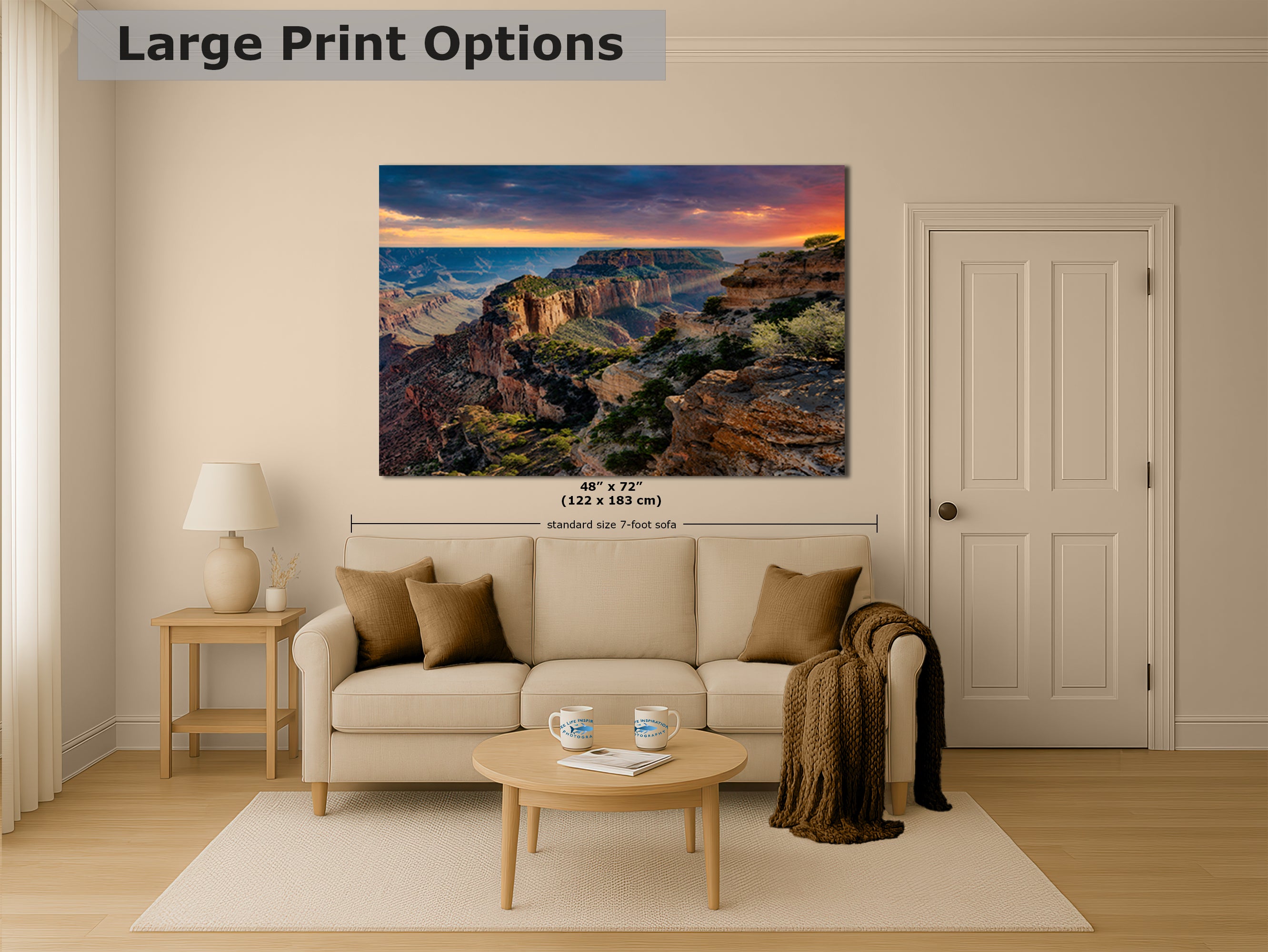 Grand Canyon National Park, North Rim Cape Royal, Arizona Desert Picture Nature Photo, Bohemian Style Relaxation Artwork for Meditation, Apartment, Office & House Decor