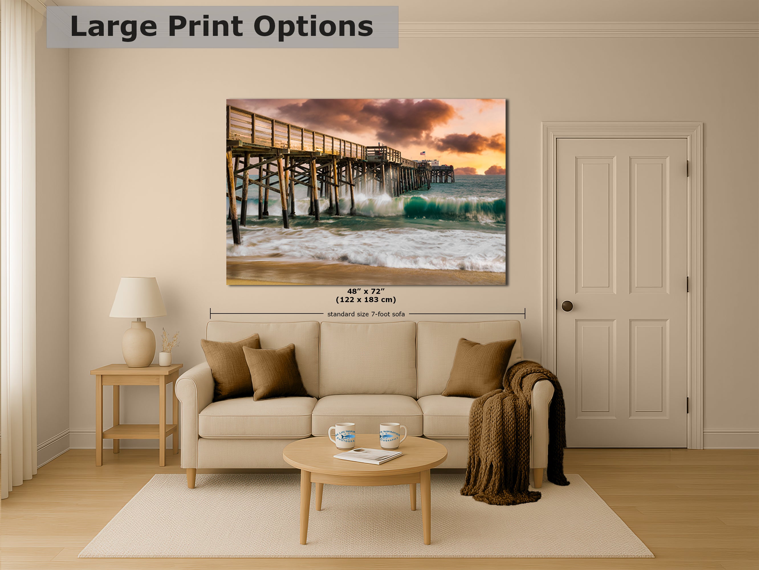 Limited Edition Fine Art Photography Ocean Picture, California Coastline Rolling Waves Under Pier