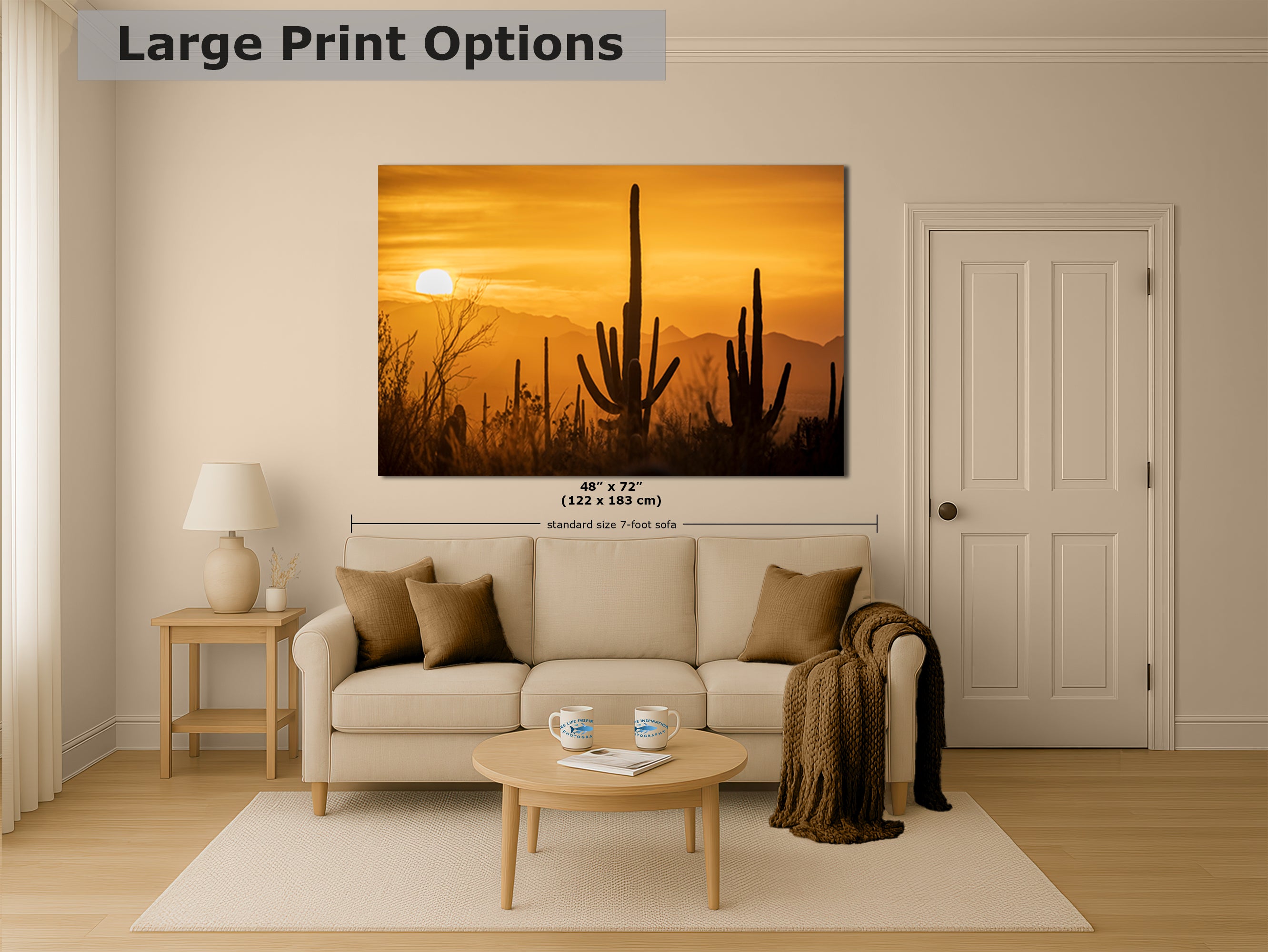 Saguaro National Park Arizona Desert Picture Nature Photo Silhouette, Bohemian Style Relaxation Artwork, Southwestern Sonoran Desert House Decor