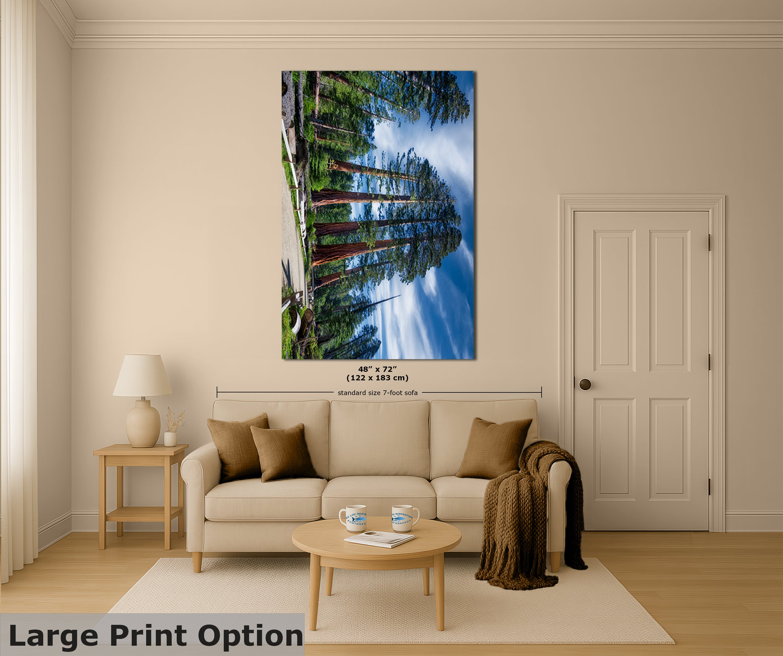 Giant Sequoia Tree Forest Picture Nature Photo, Redwood Trees Forest Bathing Decor, Relaxation Artwork for Home or Office