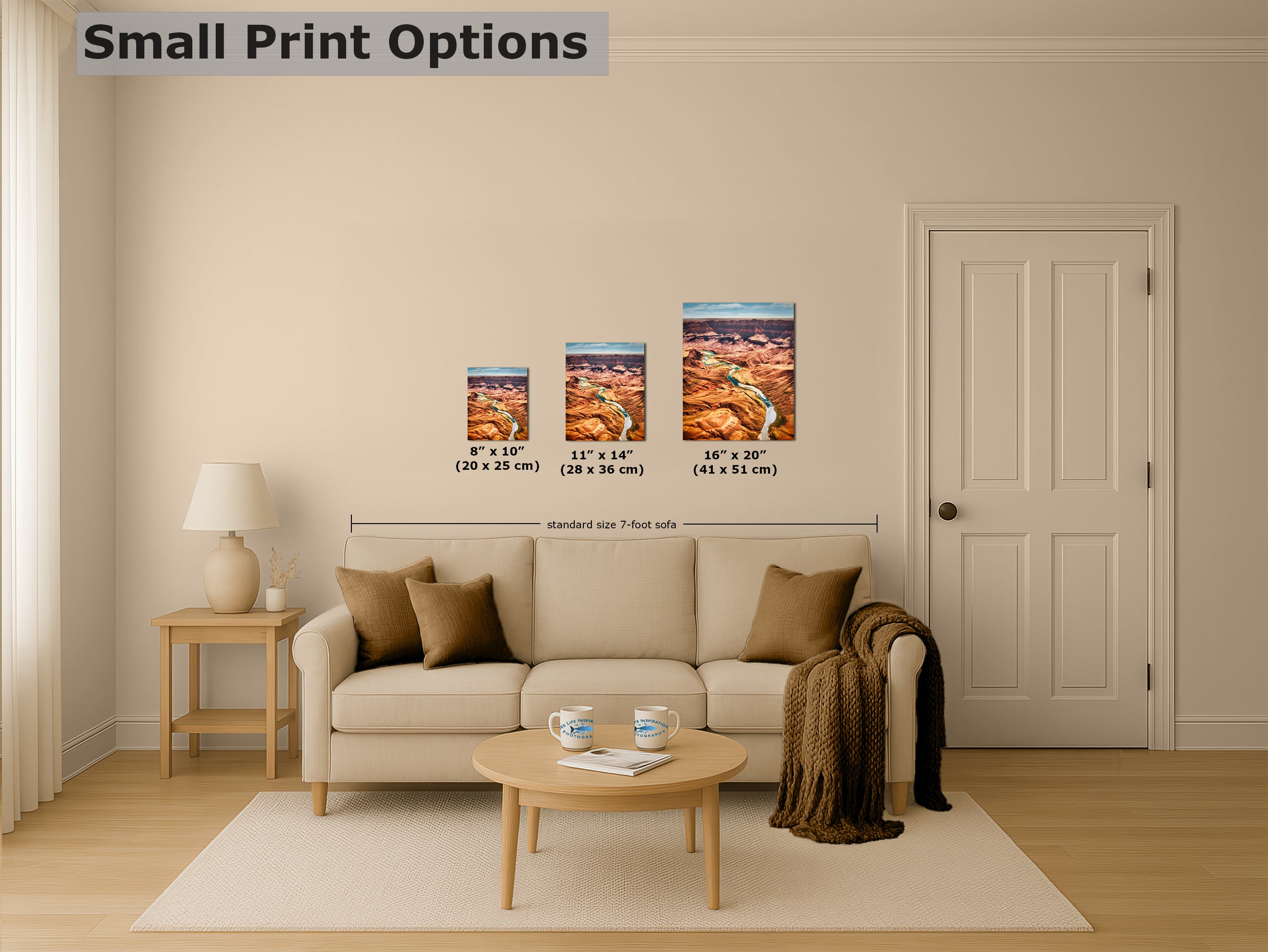 Grand Canyon National Park, Arizona Desert Picture Nature Photo with Colorado River, Bohemian Style Relaxation Artwork for Meditation, Office & House Decor