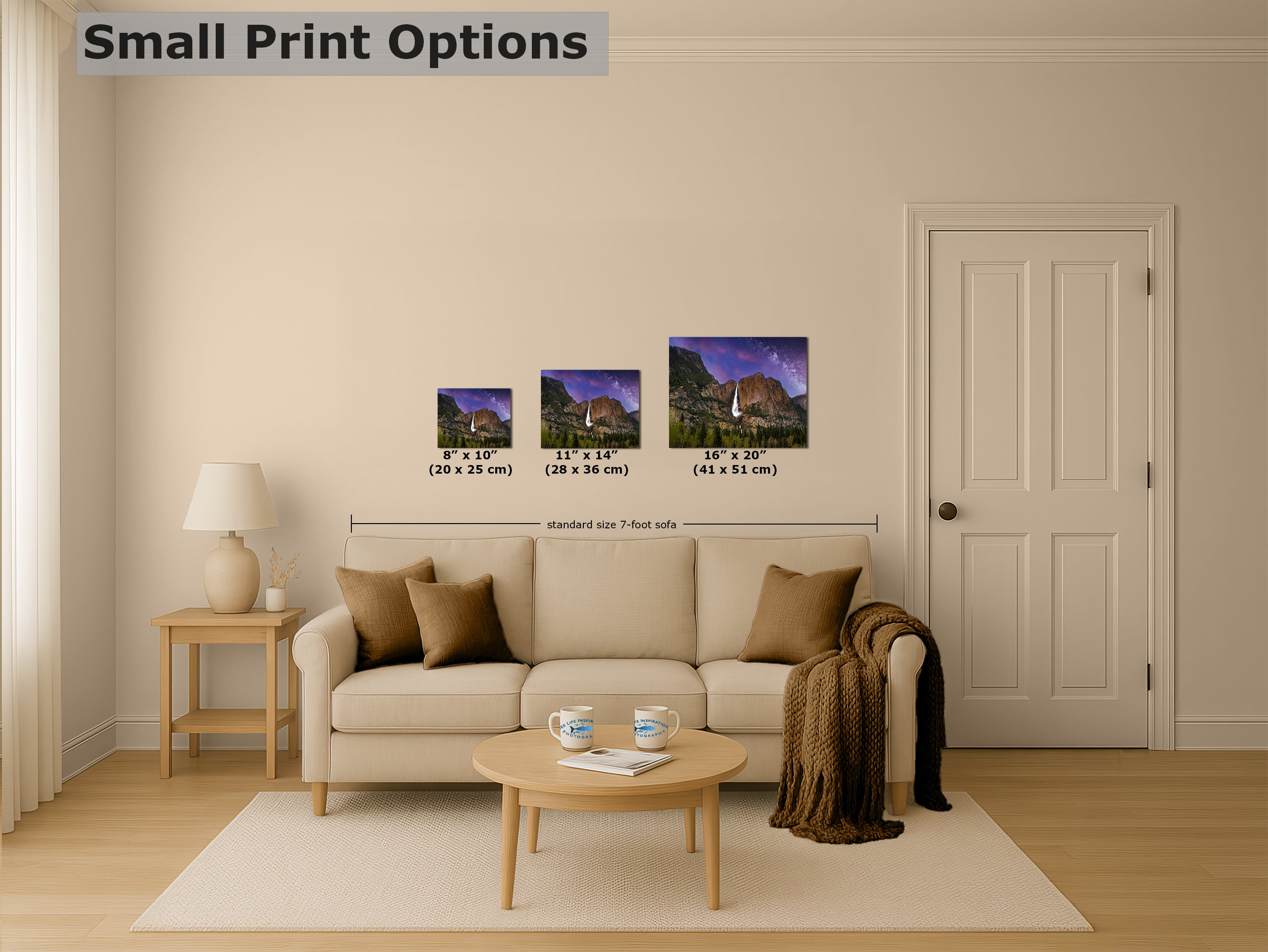 Yosemite National Park Waterfall Picture Nature Photo Relaxation Artwork, Yosemite Falls for Meditation, Office, Apartment, and House Decor