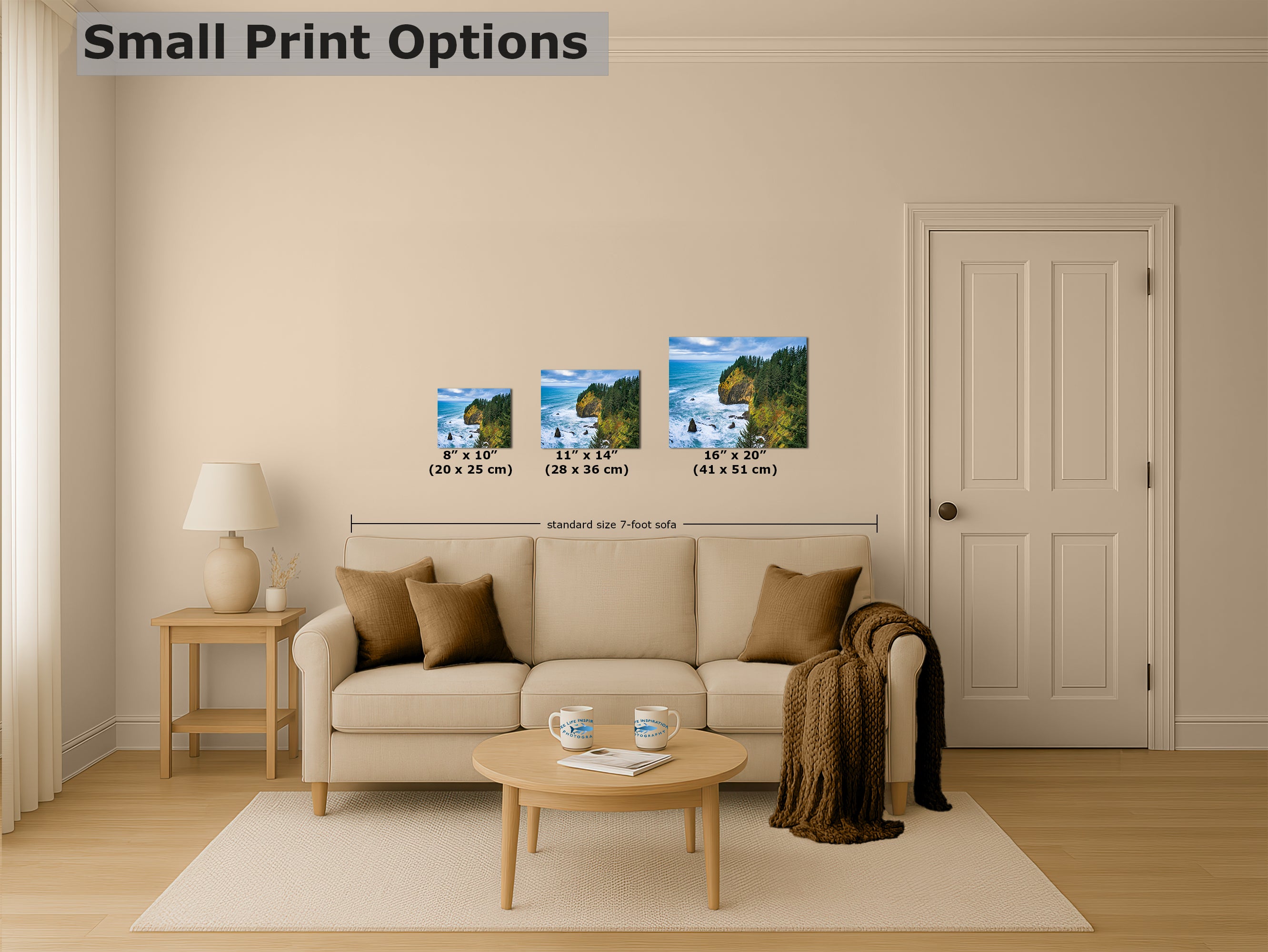 Oregon Coast Ocean Picture, Pacific Northwest Coastline Nature Photo Relaxation Artwork for Meditation, Apartment, Office & House Decor