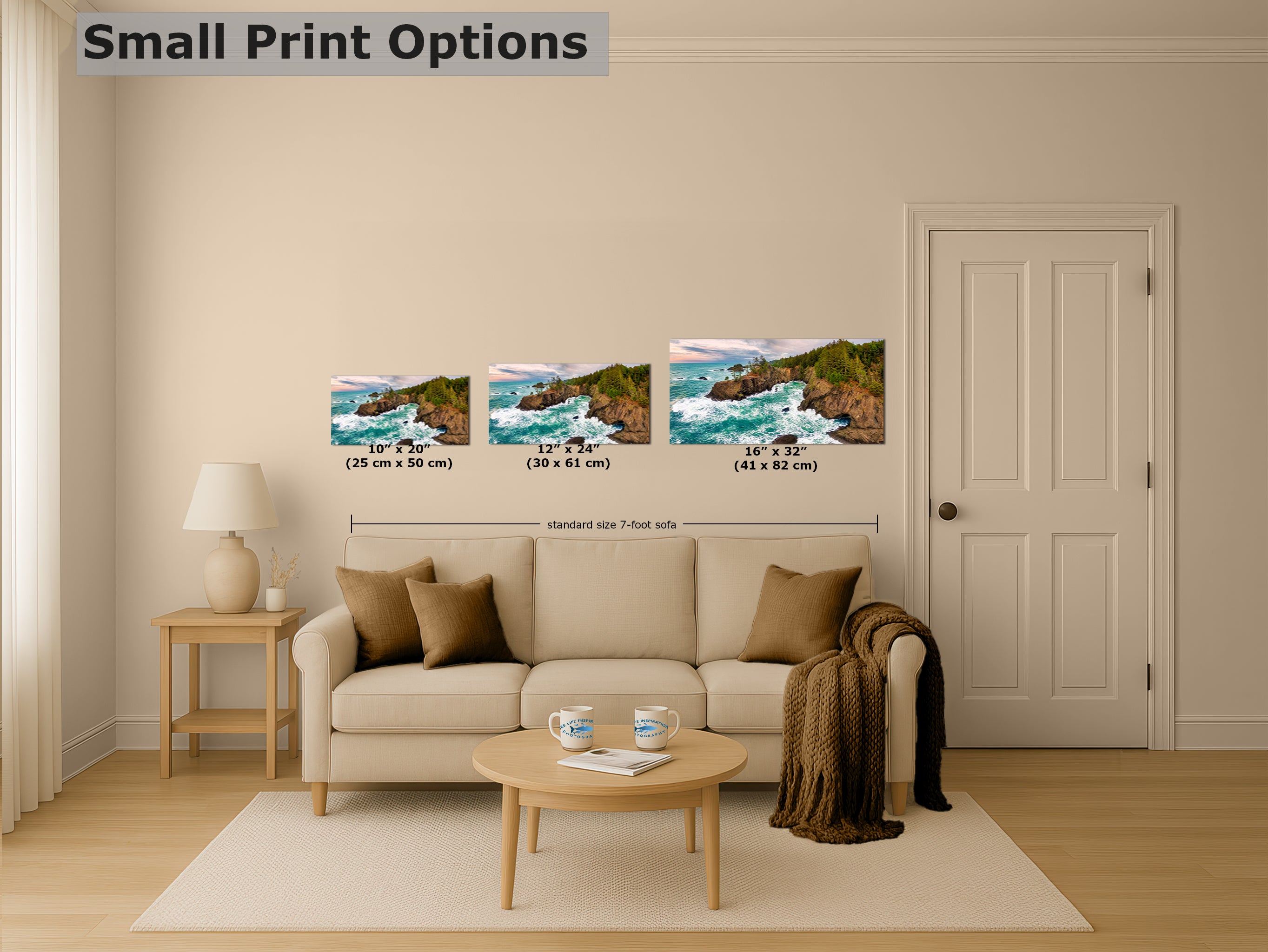 Oregon Coast Ocean Picture, Pacific Northwest Nature Photo Panorama Relaxation Artwork for Meditation, Apartment, Office & House Decor