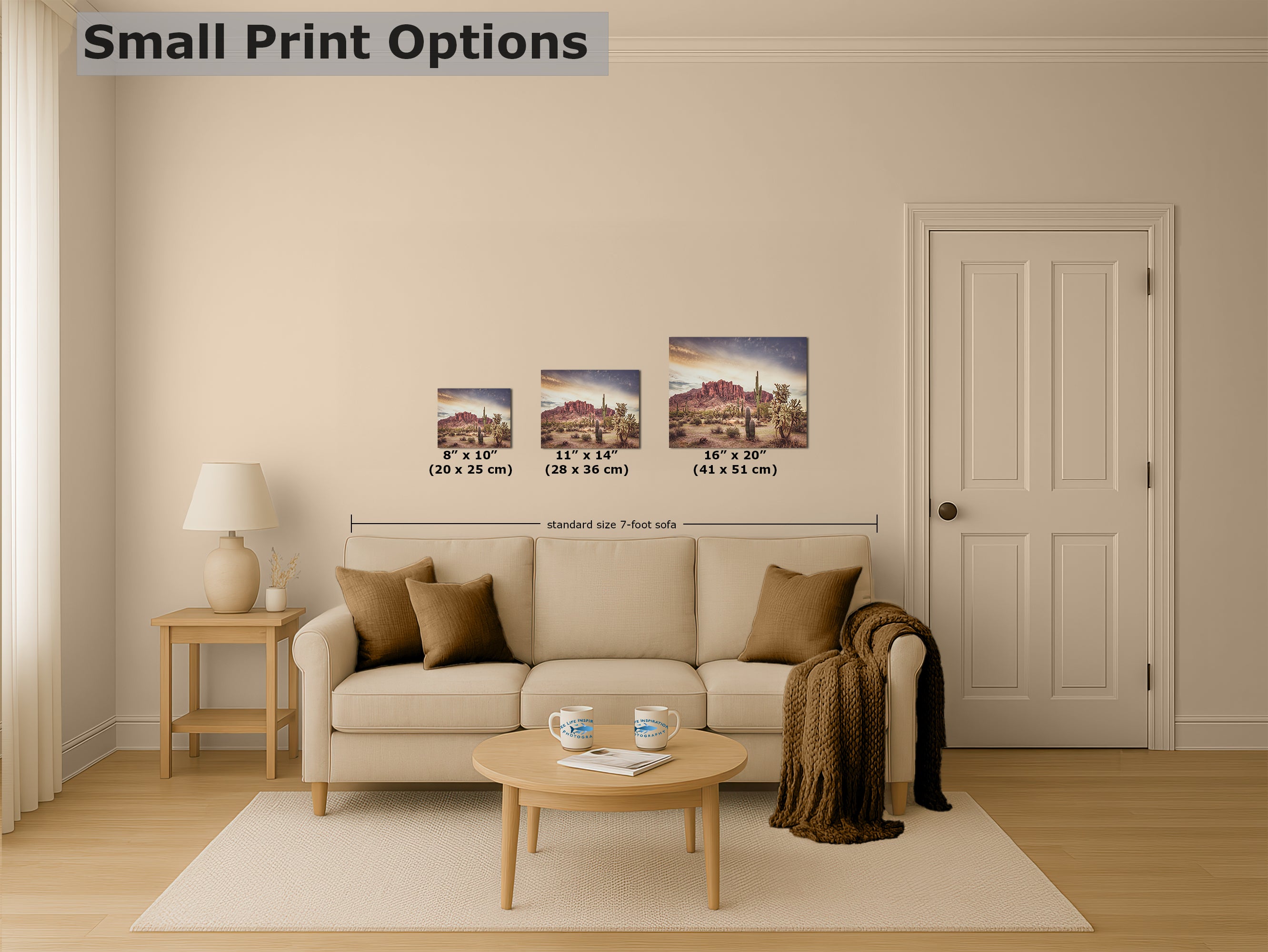 Arizona Desert Picture, Vintage Saguaro Cactus Artwork Nature Photo, Southwestern Wall Art of Superstition Mountains at Lost Dutchman State Park