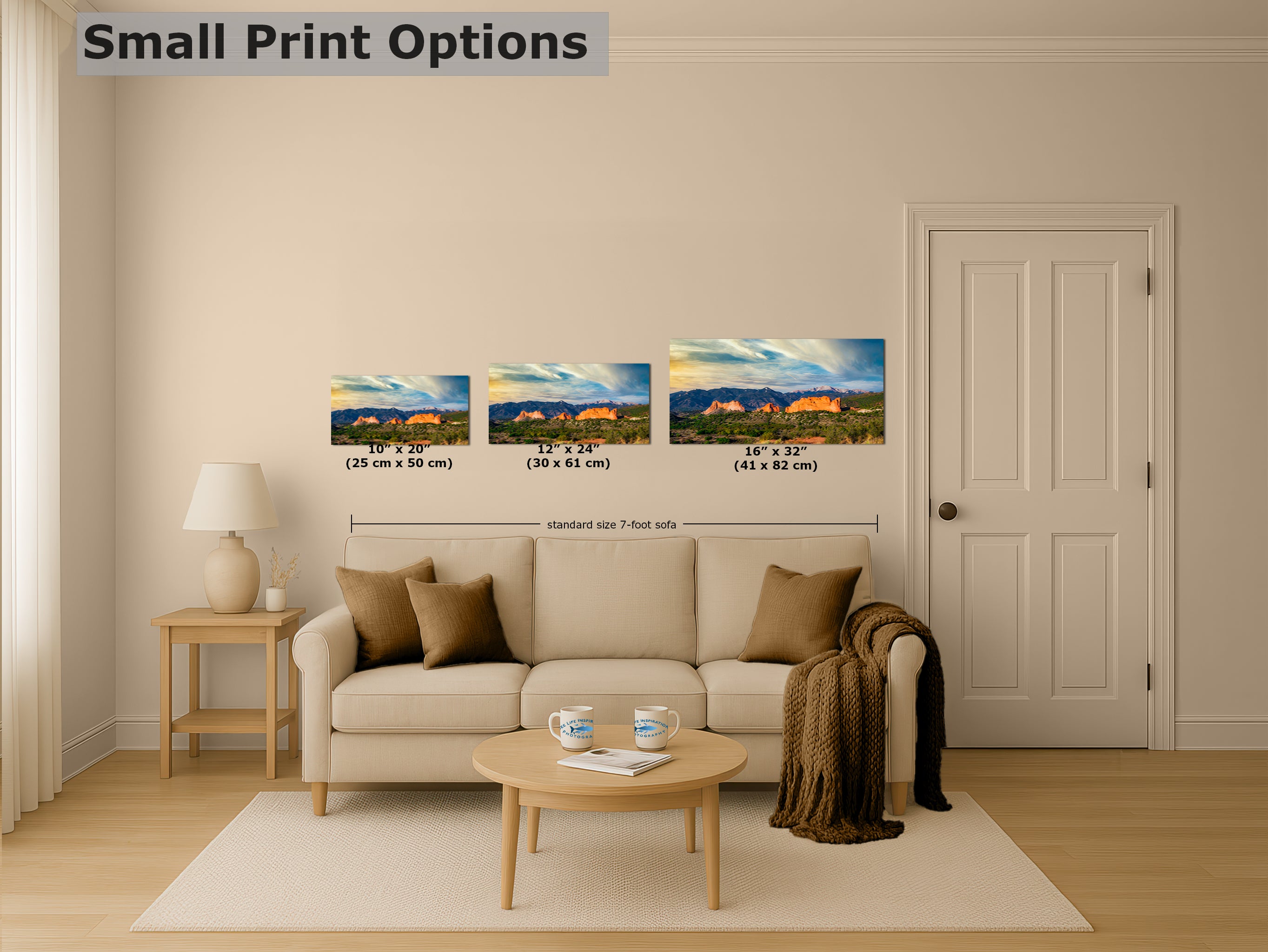 Garden of the Gods & Pikes Peak Colorado Mountain Picture Nature Photo, Rocky Mountain Relaxation Artwork for Meditation/Office/House Decor