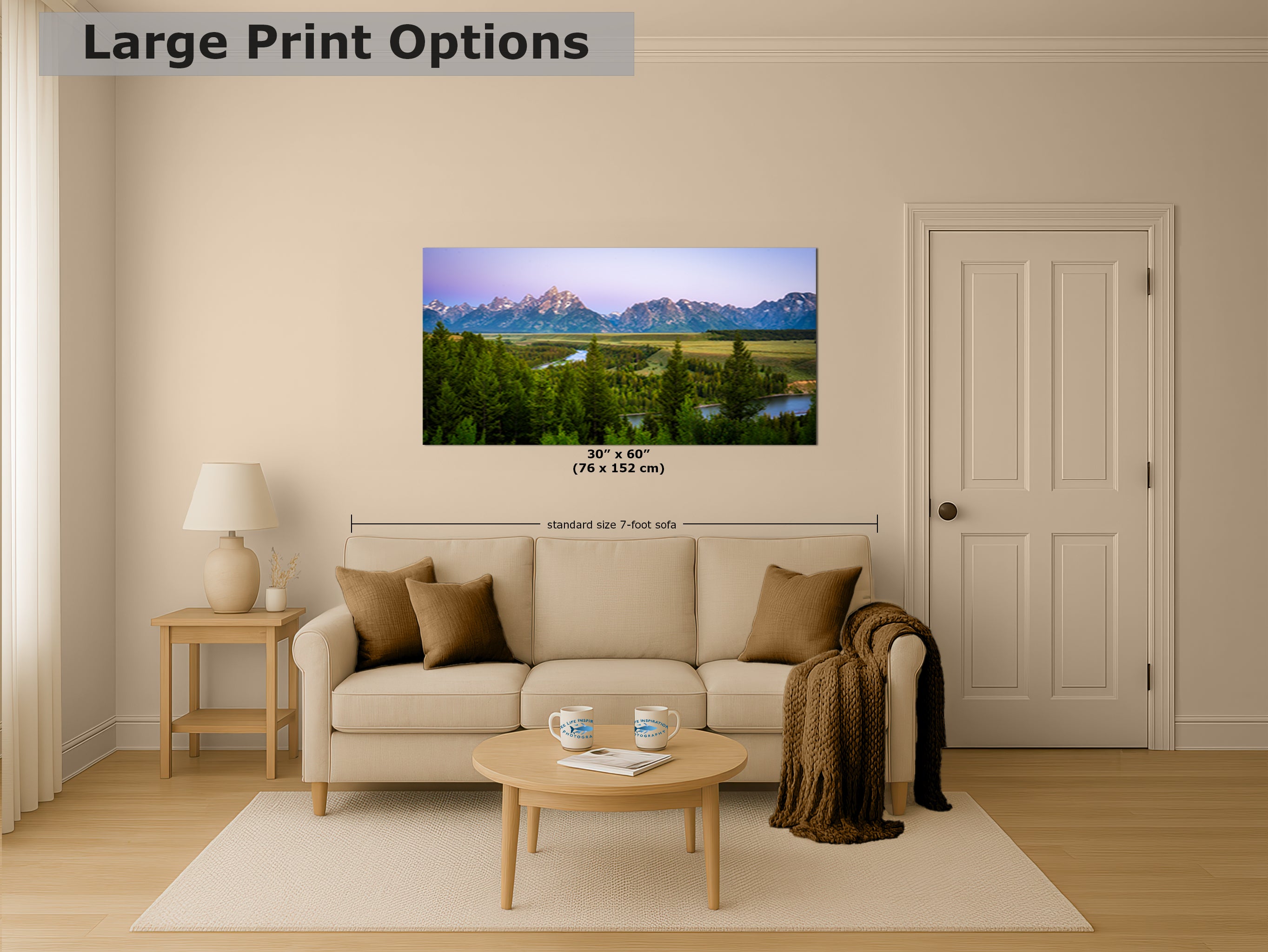 Grand Teton National Park Mountain Picture Panorama Nature Photo, Rustic Wall Art, Jackson Hole Scenery, Bohemian Decor
