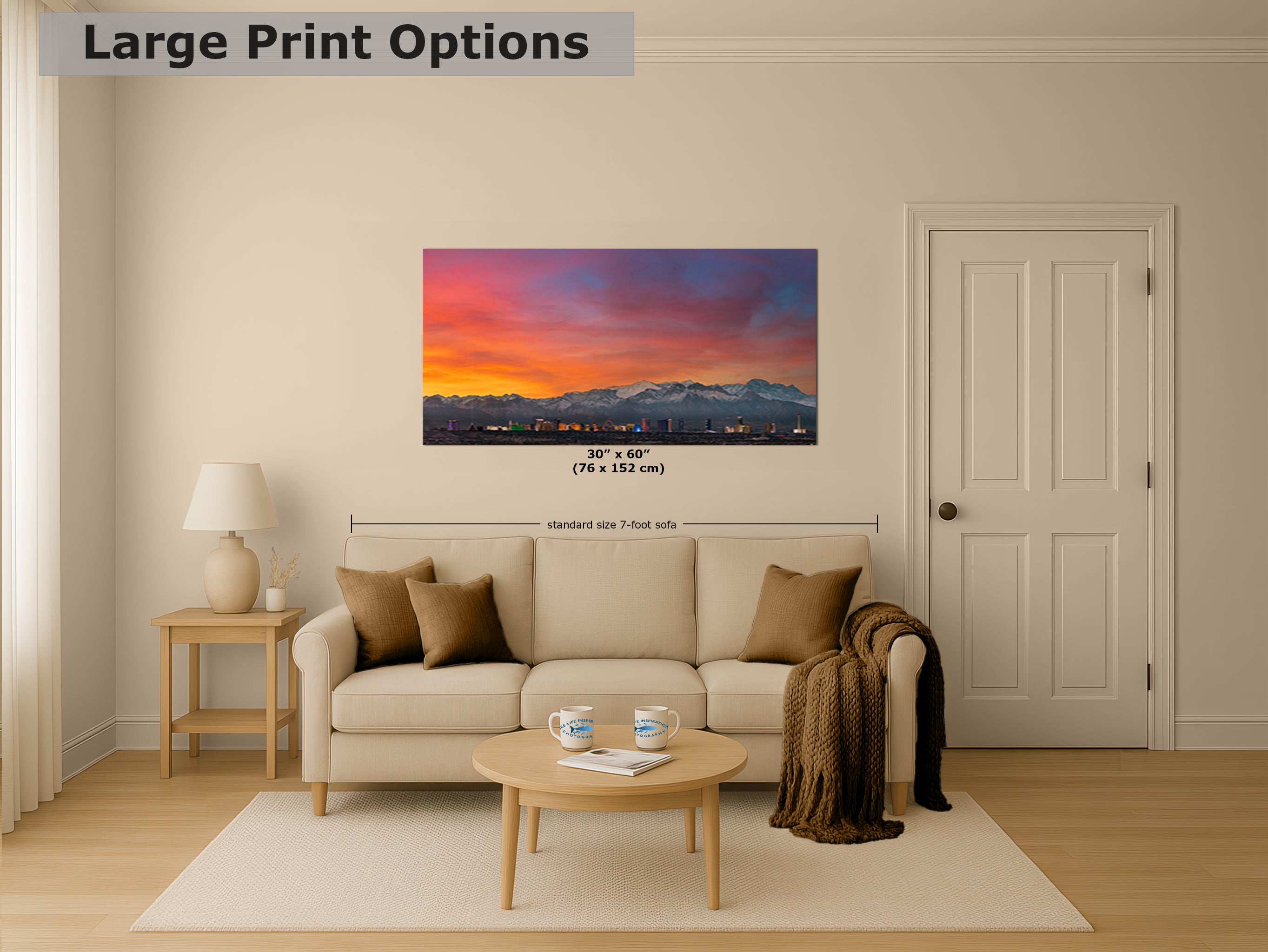 Las Vegas Nevada Panorama Photo Skyline Art Print House Decor, Desert Sunset Wall Art, on Premium Paper, Aluminum Metal, or Canvas