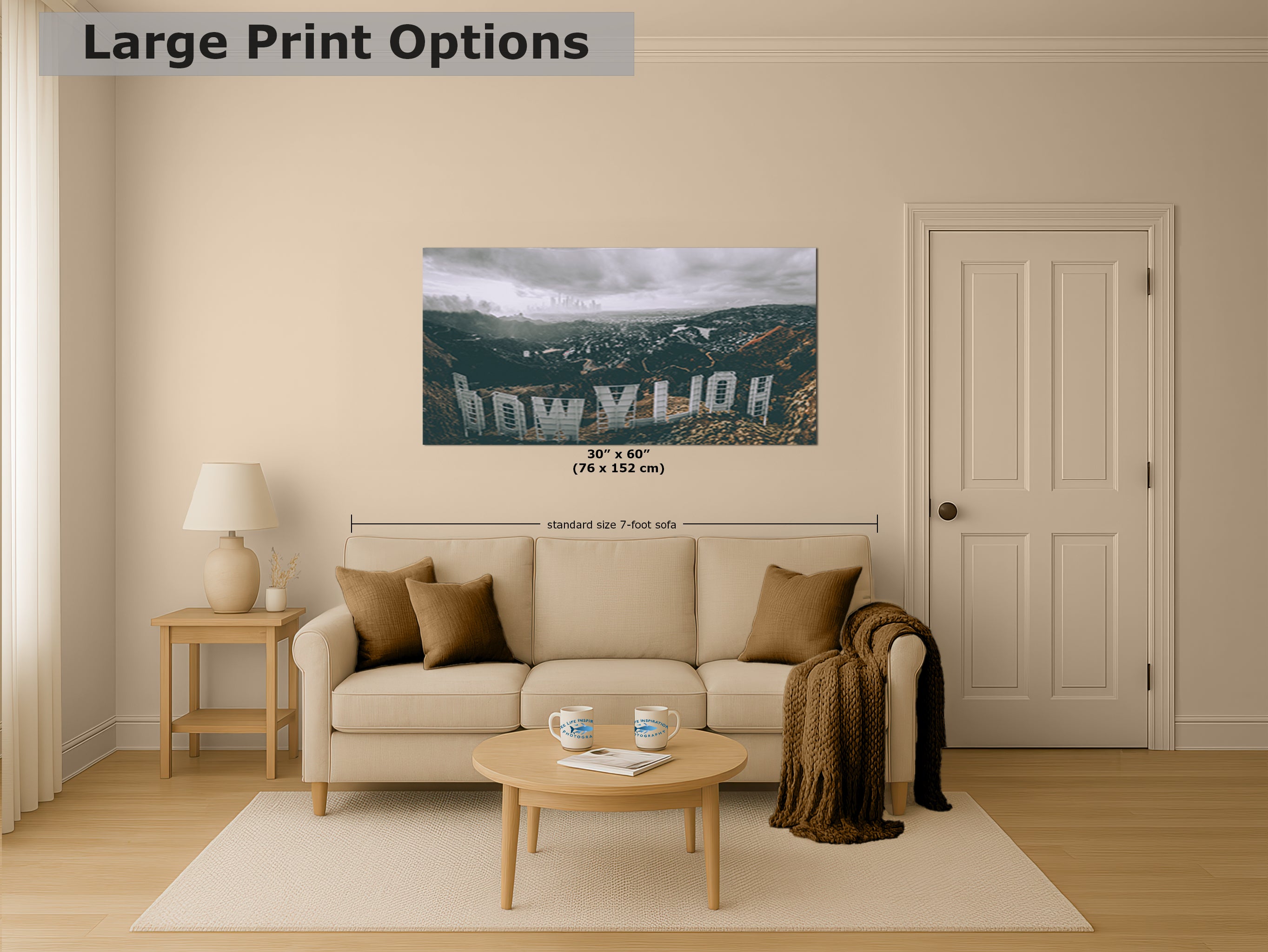 Hollywood Sign Los Angeles Skyline Retro Southern California Cityscape Urban Decor for Home or Office