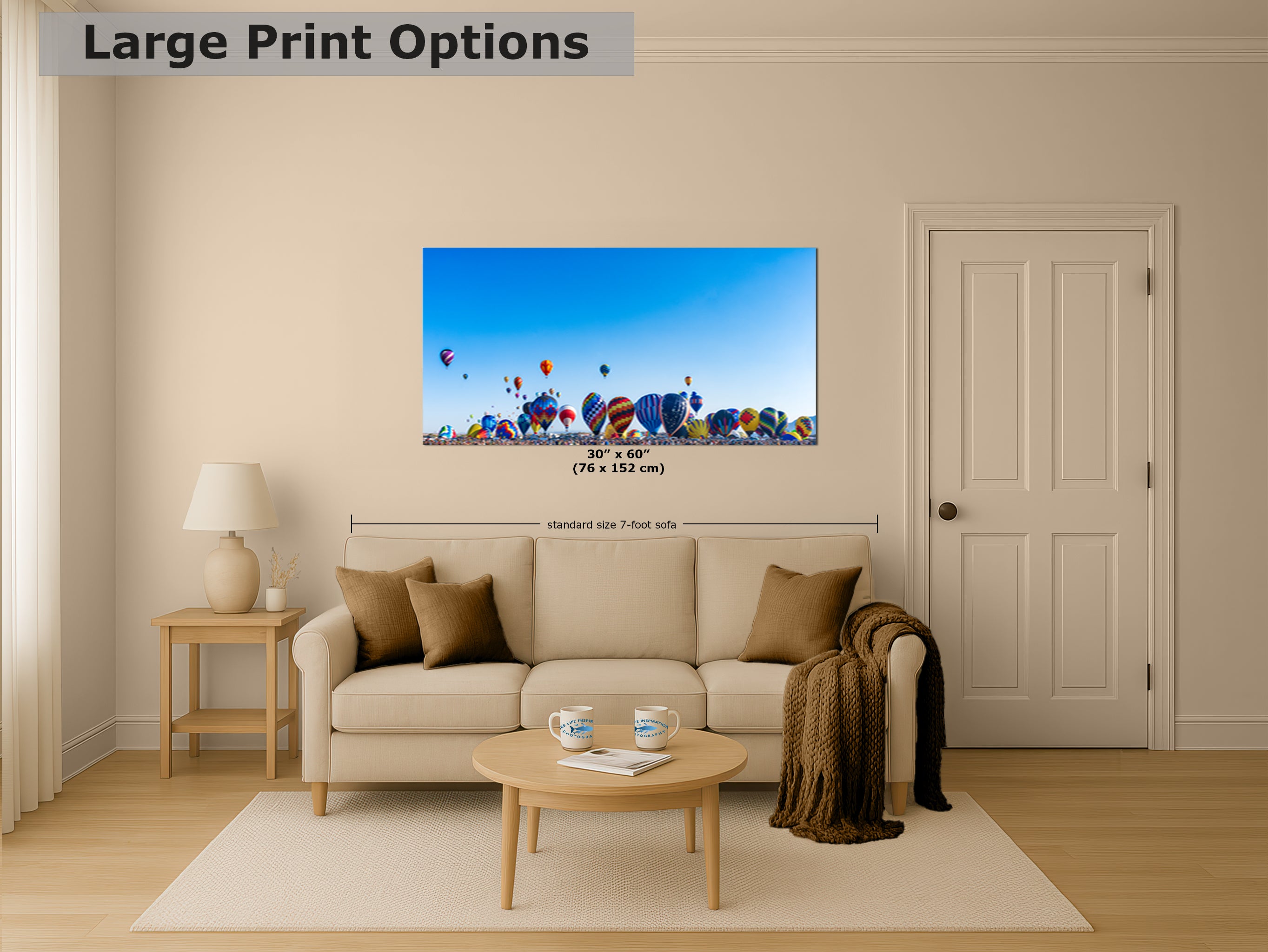 Hot Air Balloon Festival Mass Ascension Panorama Photo, Albuquerque New Mexico Balloon Fiesta Wall Art, Office, Cubicle & House Decor