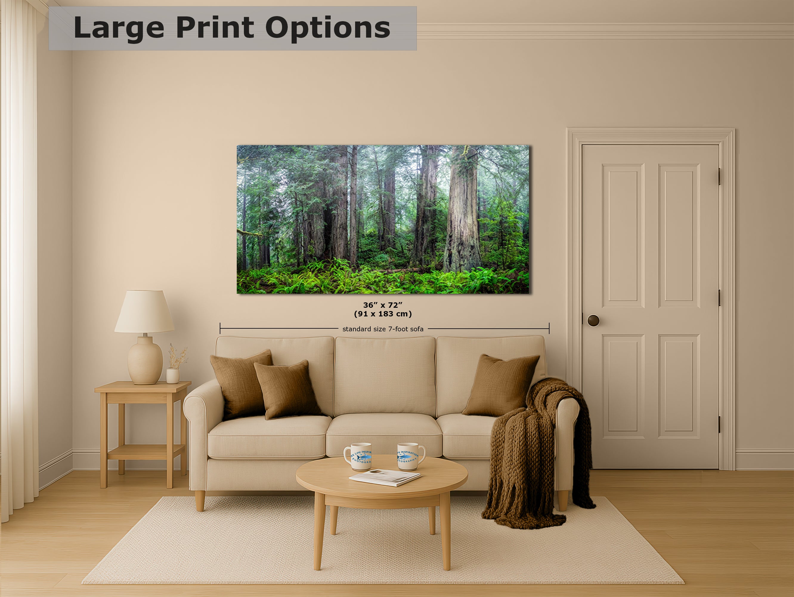 Redwood Trees Forest Picture Nature Photo, Forest Bathing in Misty California Redwoods Wall Art, for Relaxation in the Home and Office