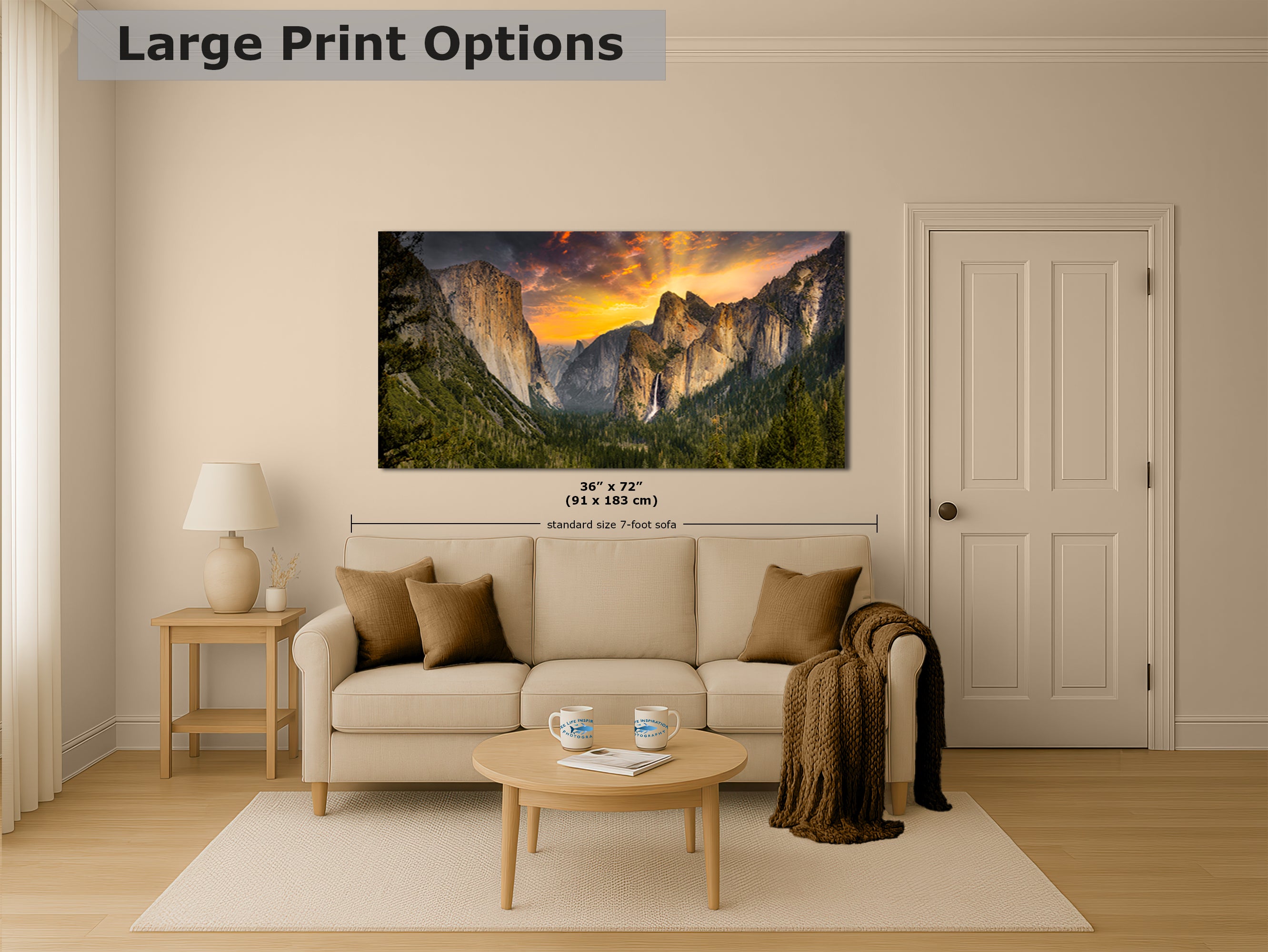 Tunnel View Yosemite National Park Mountain Picture Nature Photo Relaxation Artwork for Mediation, Office, & House Decor