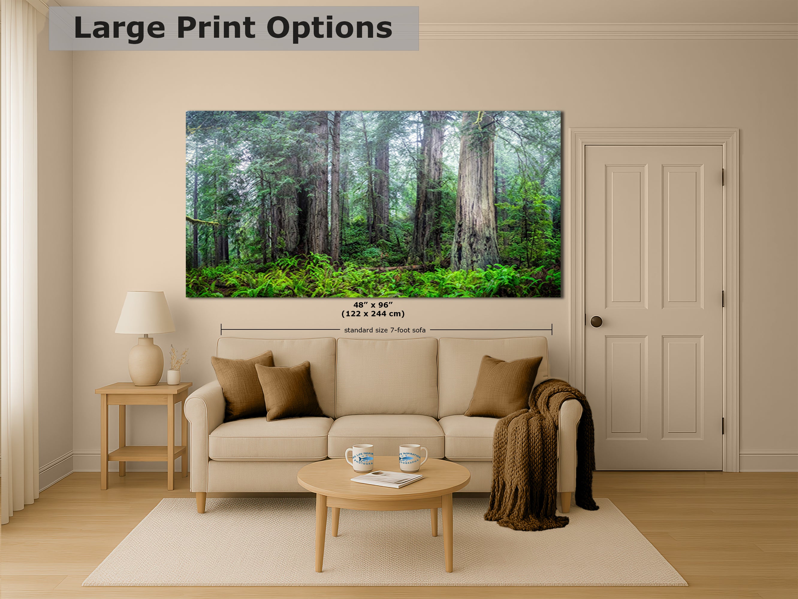 Redwood Trees Forest Picture Nature Photo, Forest Bathing in Misty California Redwoods Wall Art, for Relaxation in the Home and Office