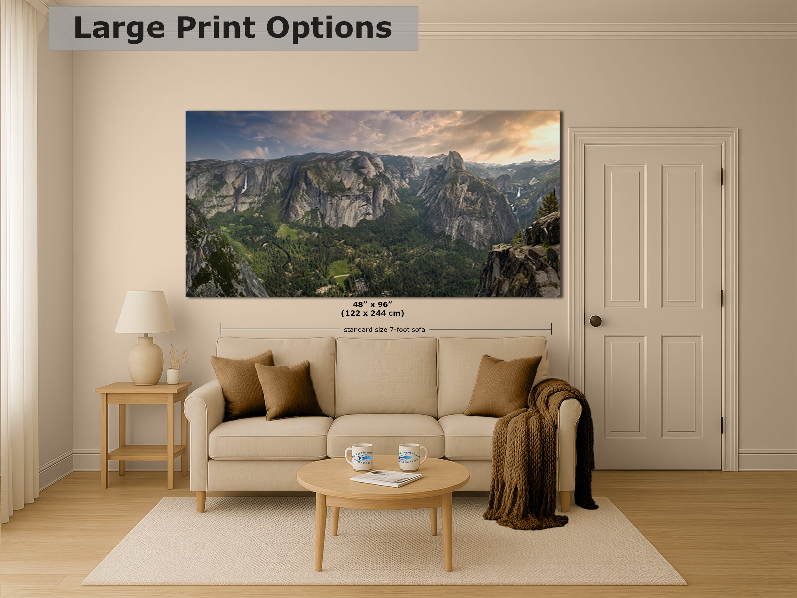 Glacier Point Yosemite National Park Nature Photo Relaxation Artwork, Sierra Nevada Scenic Picture for Meditation, Office, and House Decor