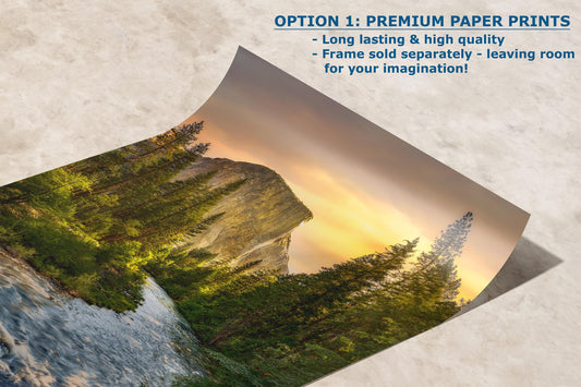 El Capitan Yosemite National Park Nature Photo with Merced River, Granite Mountain Picture Relaxation Artwork for Meditation, Dorm, Office, or House Decor