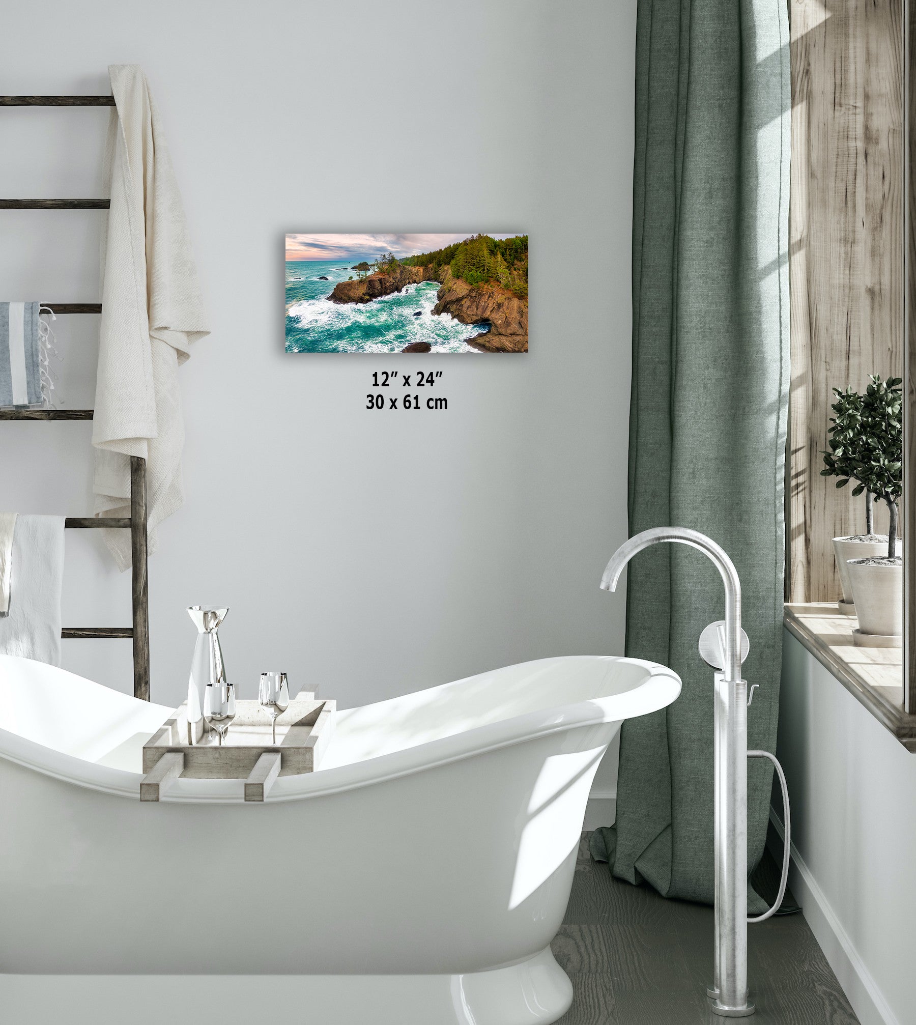 Oregon Coast Ocean Picture, Pacific Northwest Nature Photo Panorama Relaxation Artwork for Meditation, Apartment, Office & House Decor