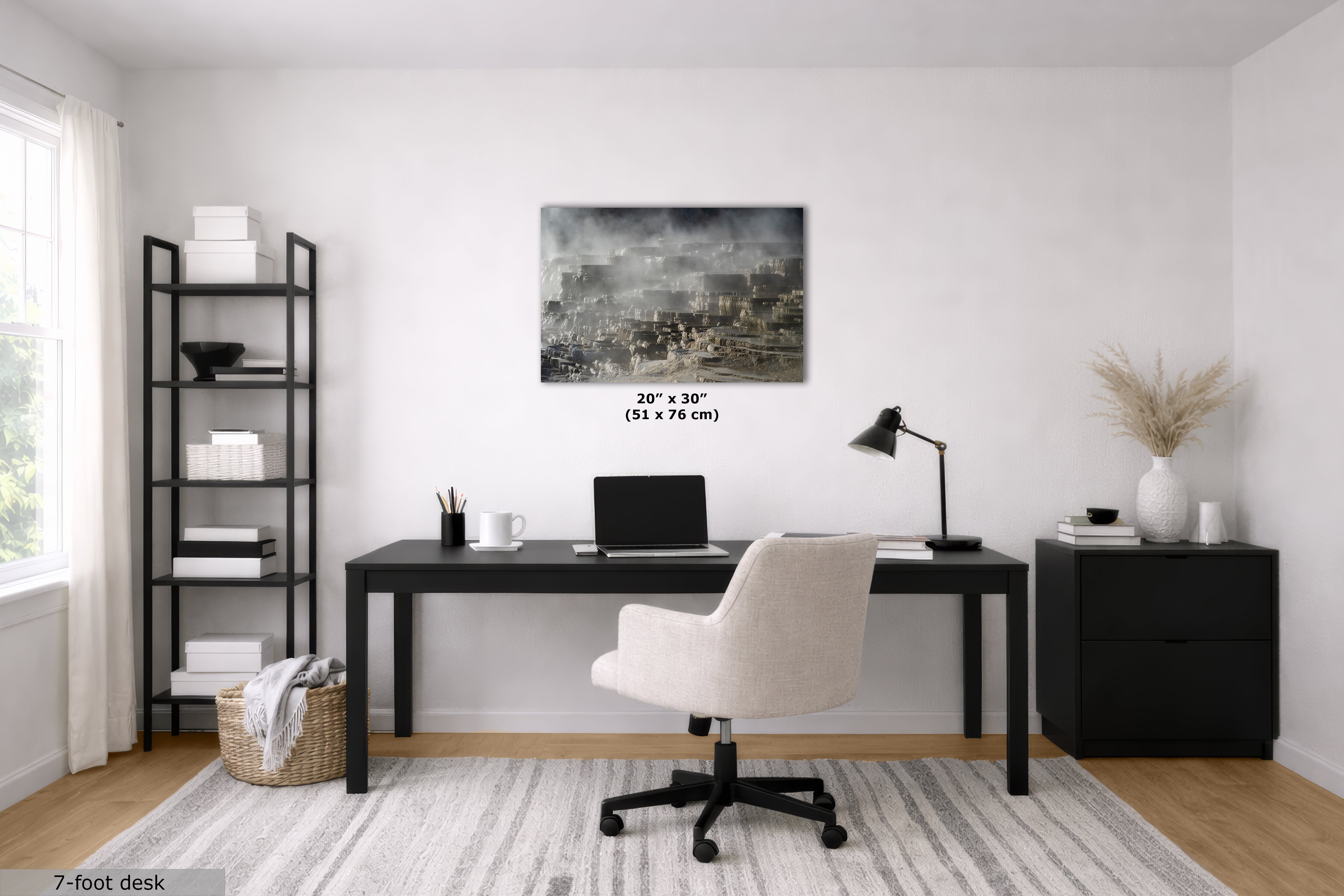 Mammoth Hot Springs Yellowstone National Park Nature Photo | Wyoming Mountain Picture Relaxation Artwork for Meditation or House Decor