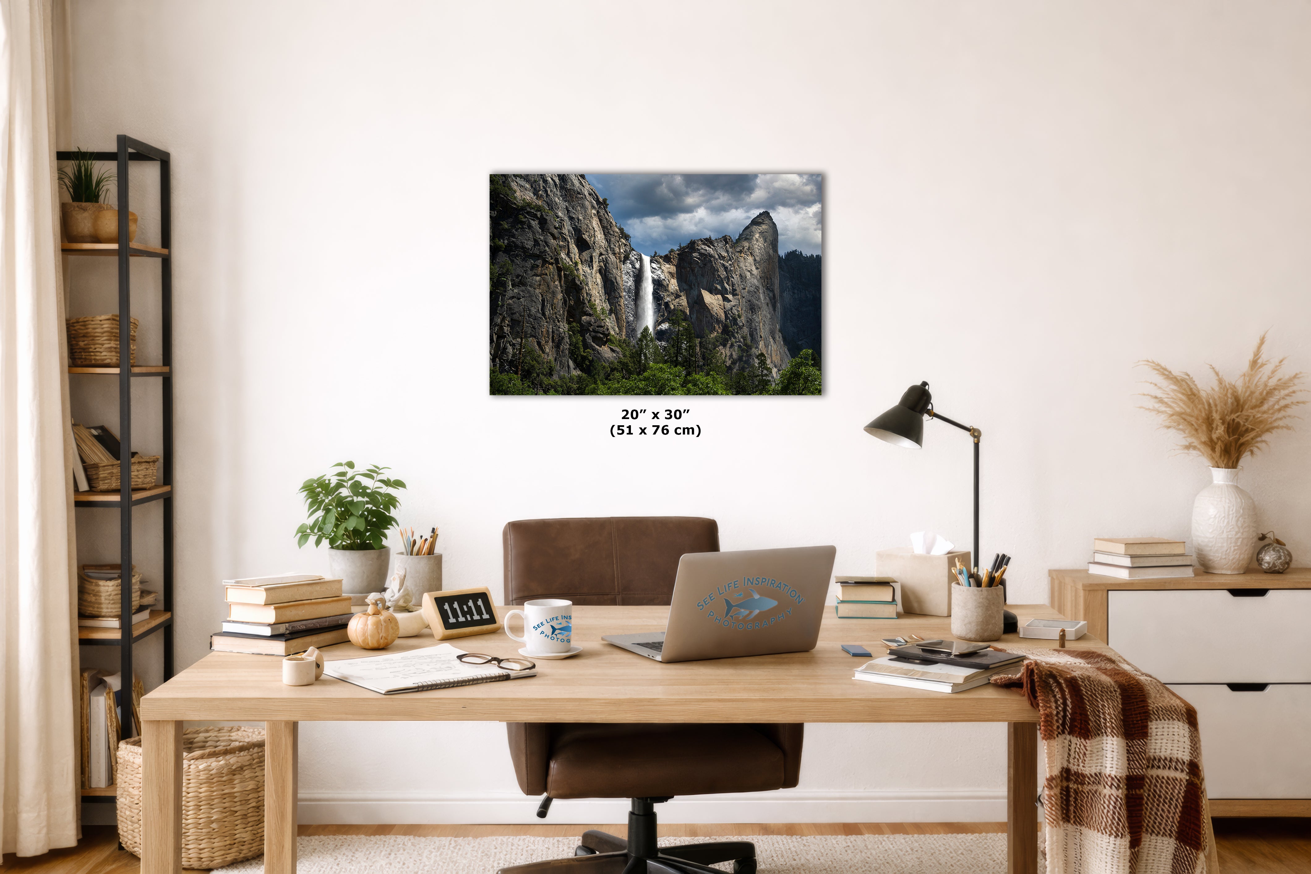 Bridalveil Falls Yosemite National Park Nature Photo Relaxation Artwork Waterfall Picture for Meditation, Dorm Room, Office, and House Decor
