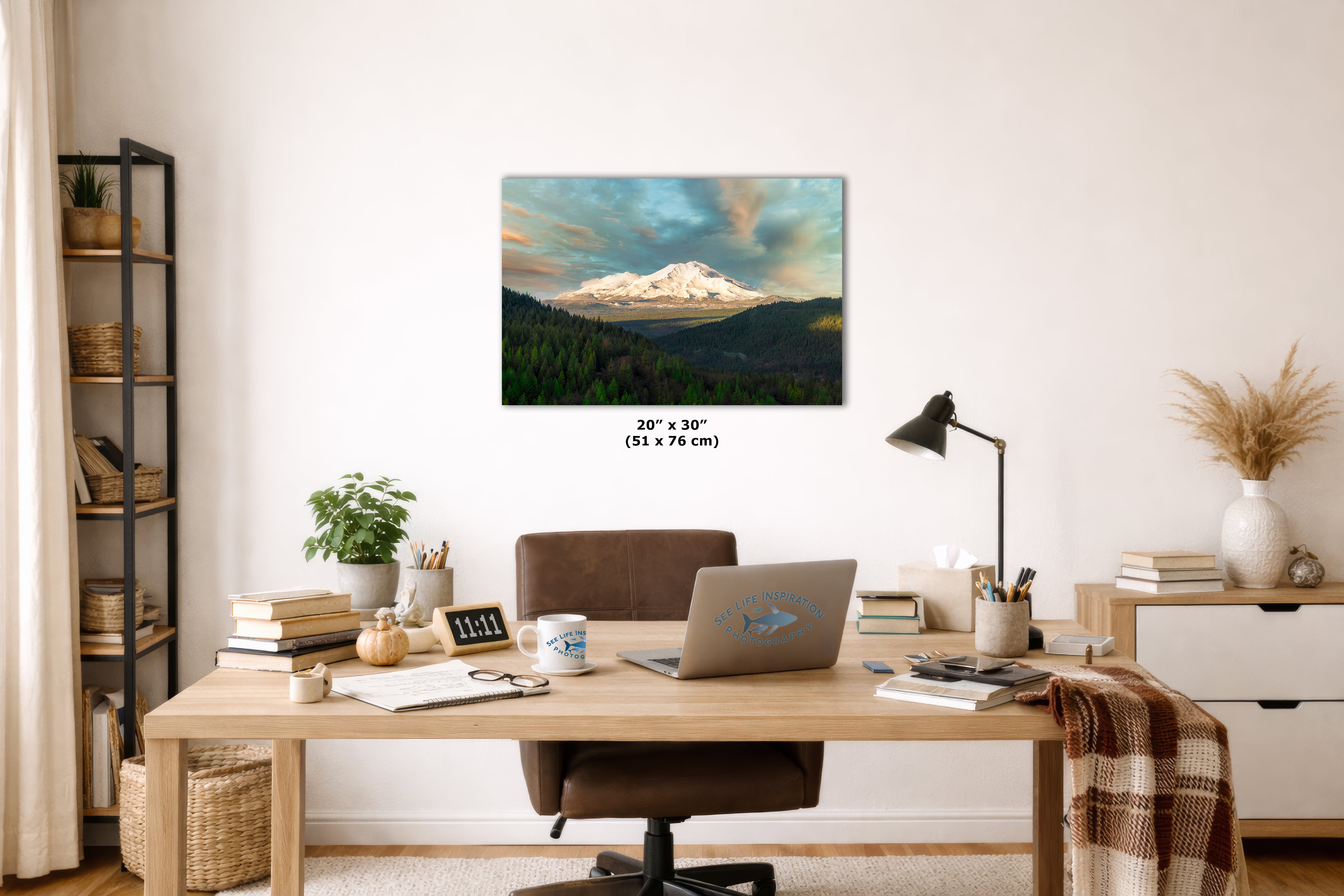 Mount Shasta Mountain Picture Nature Photo, California Mountain Relaxation Artwork for Meditation, Office, Apartment and House Decor