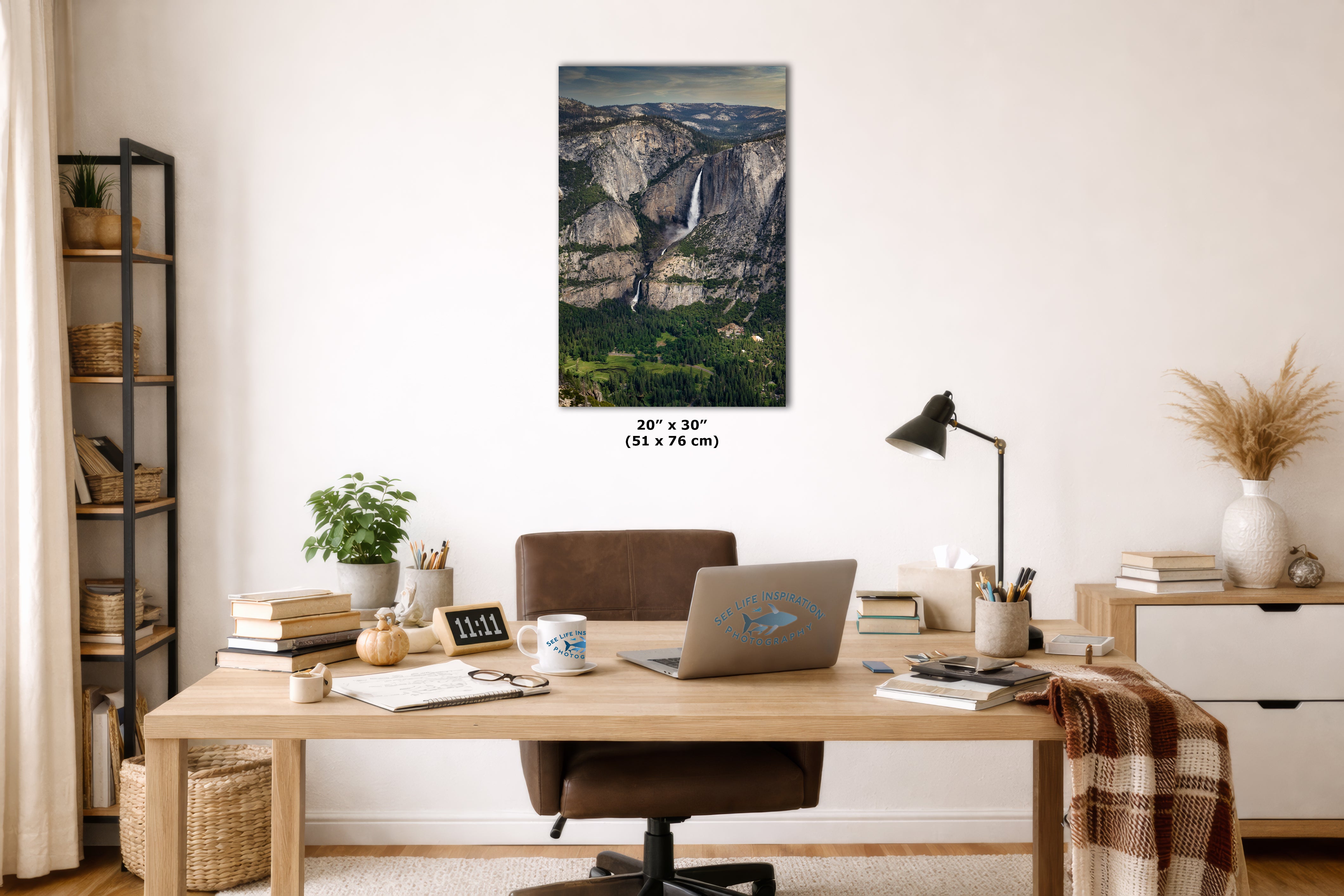 Yosemite Falls Glacier Point National Park Nature Photo Relaxation Artwork for Meditation, Office, Dorm, Apartment, and House Decor