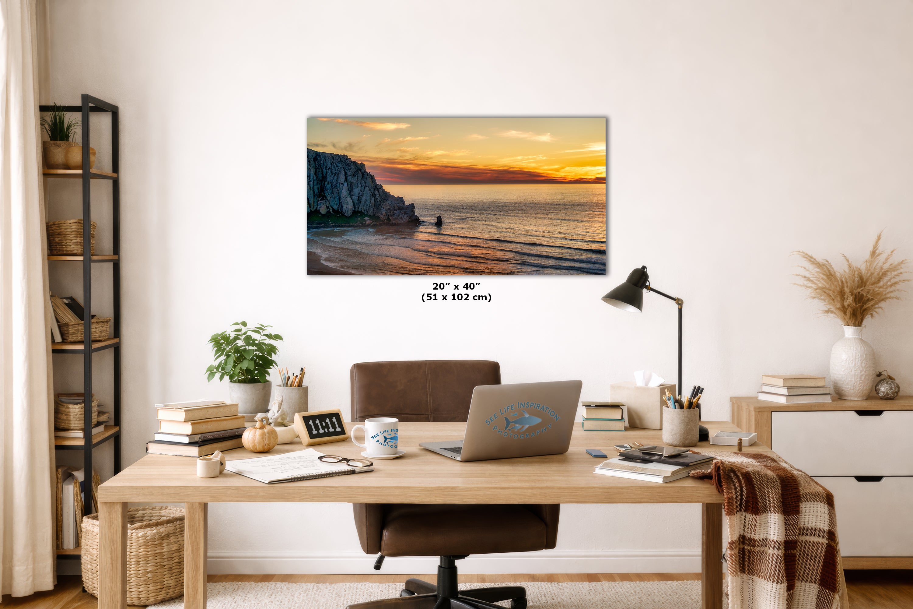 Morro Bay California Coastline Ocean Picture Nature Photo, Morro Rock Aerial Sunset Coastal Relaxation Artwork, Dorm Room, Office & House Decor