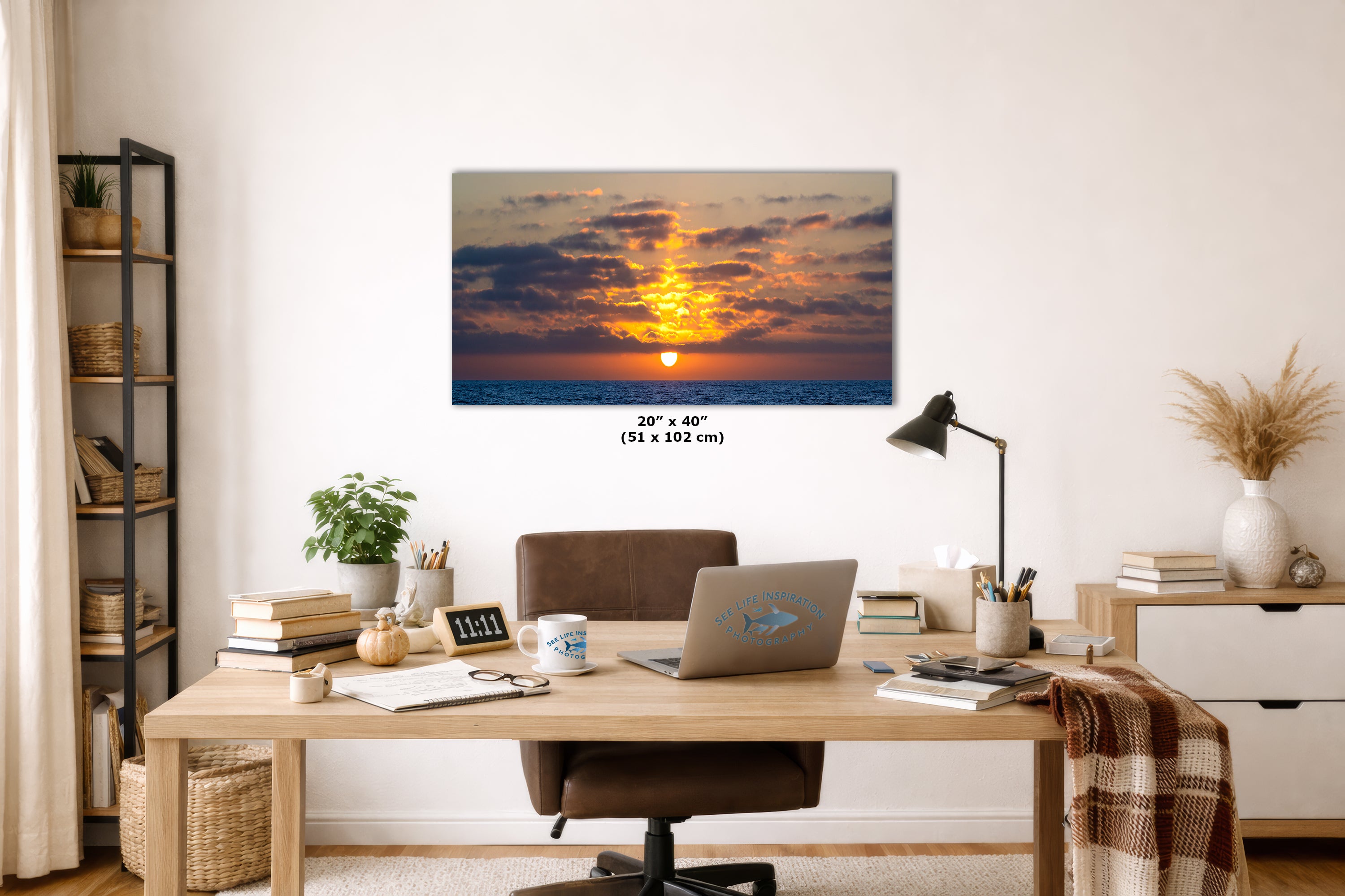 Limited Edition Fine Art Photography, Ocean Picture California Coastline Sunset Through Clouds