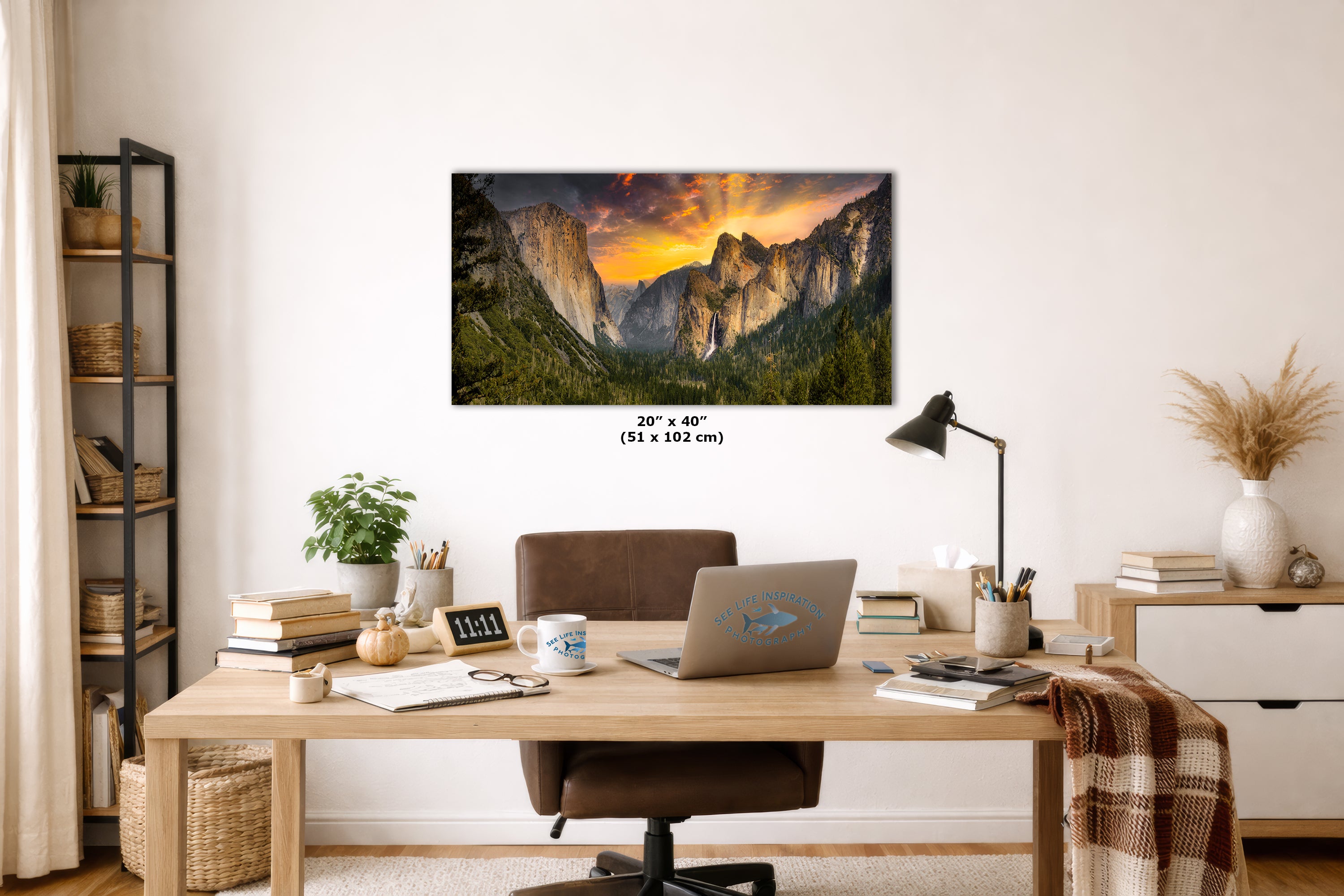 Tunnel View Yosemite National Park Mountain Picture Nature Photo Relaxation Artwork for Mediation, Office, & House Decor