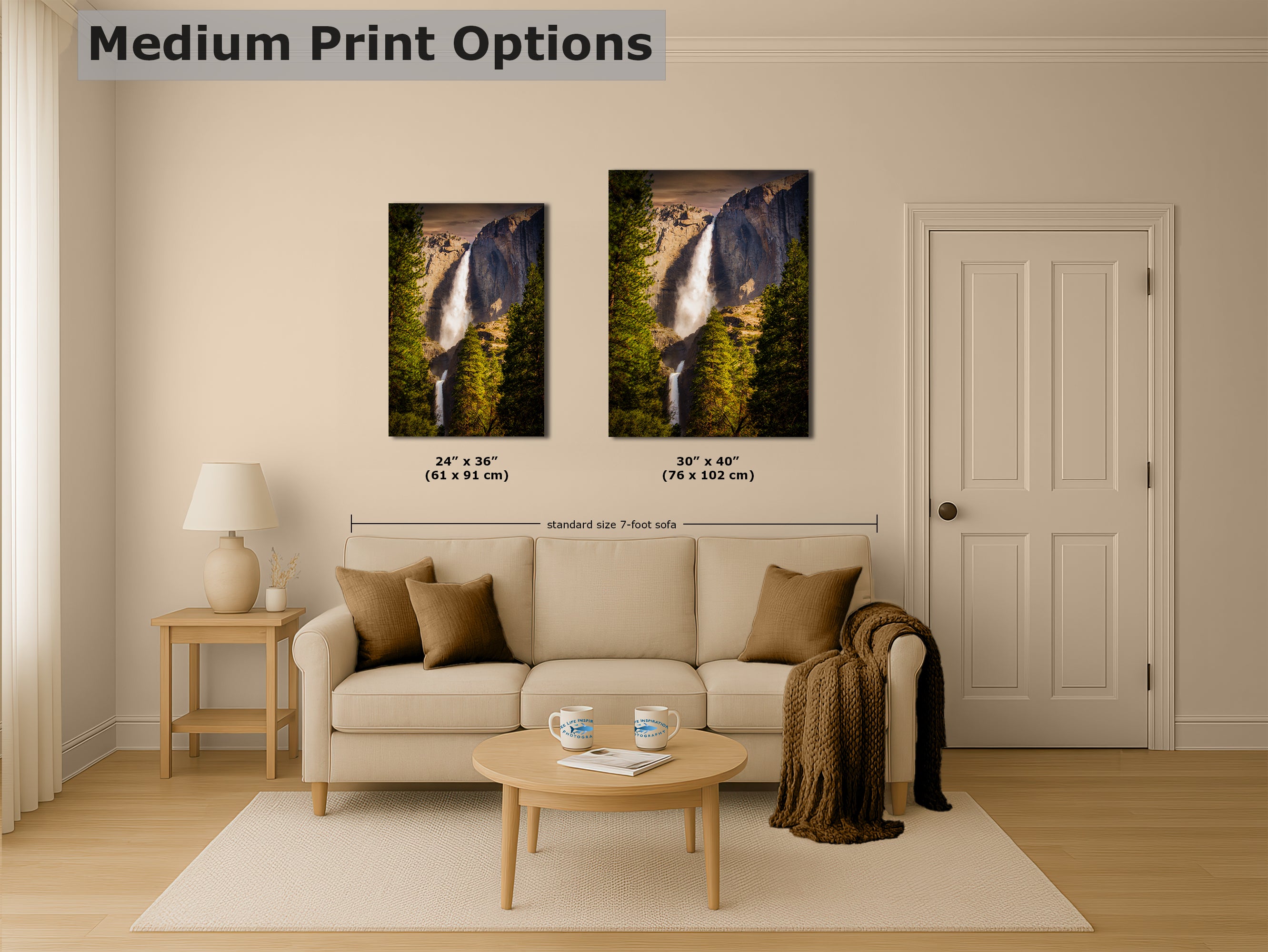 Yosemite National Park Waterfall Picture Nature Photo Bohemian Relaxation Artwork for Meditation