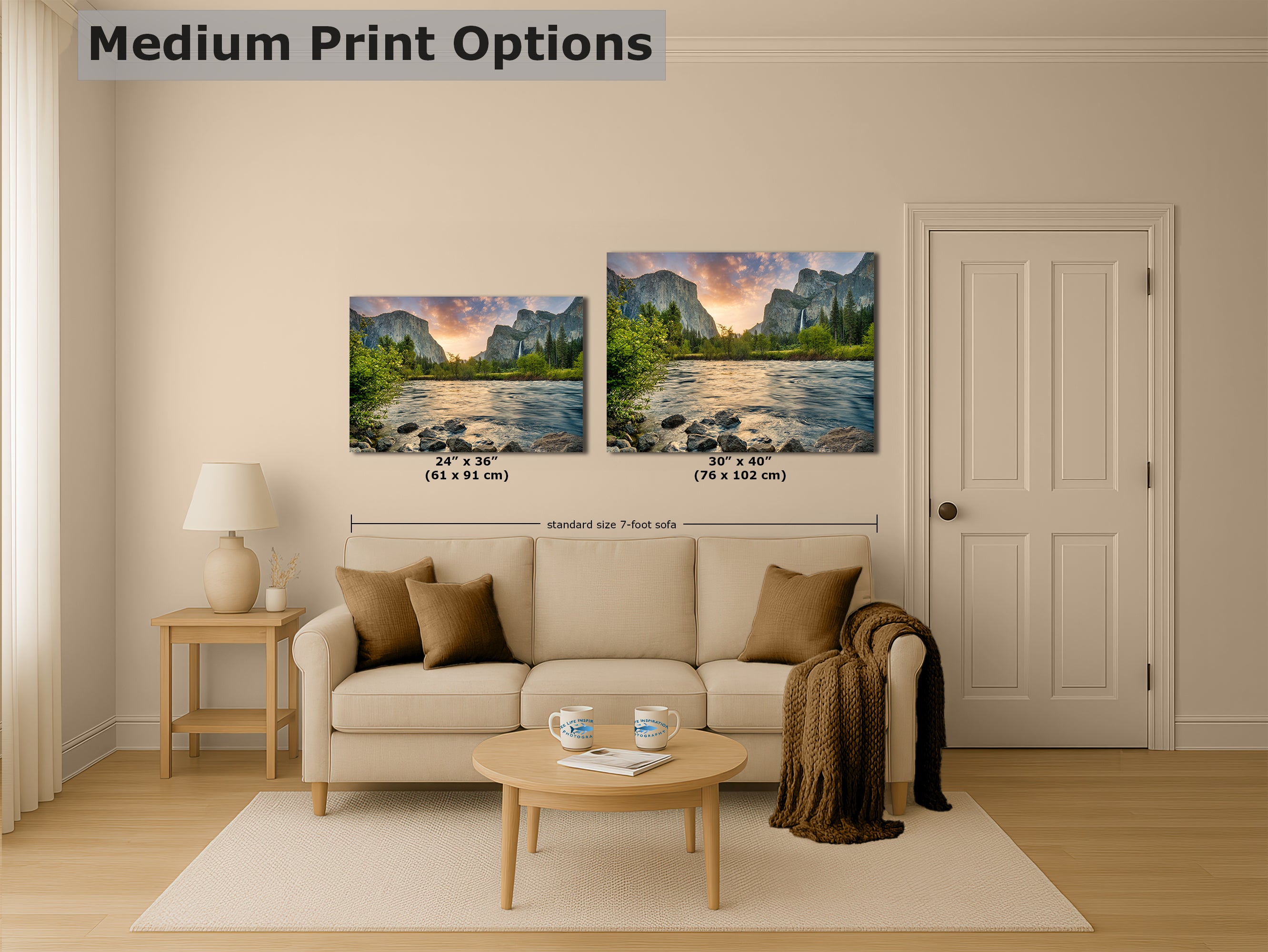 Yosemite National Park Mountain Picture Nature Photo Relaxation Artwork with El Capitan, Bridalveil Falls for Mediation & House Decor