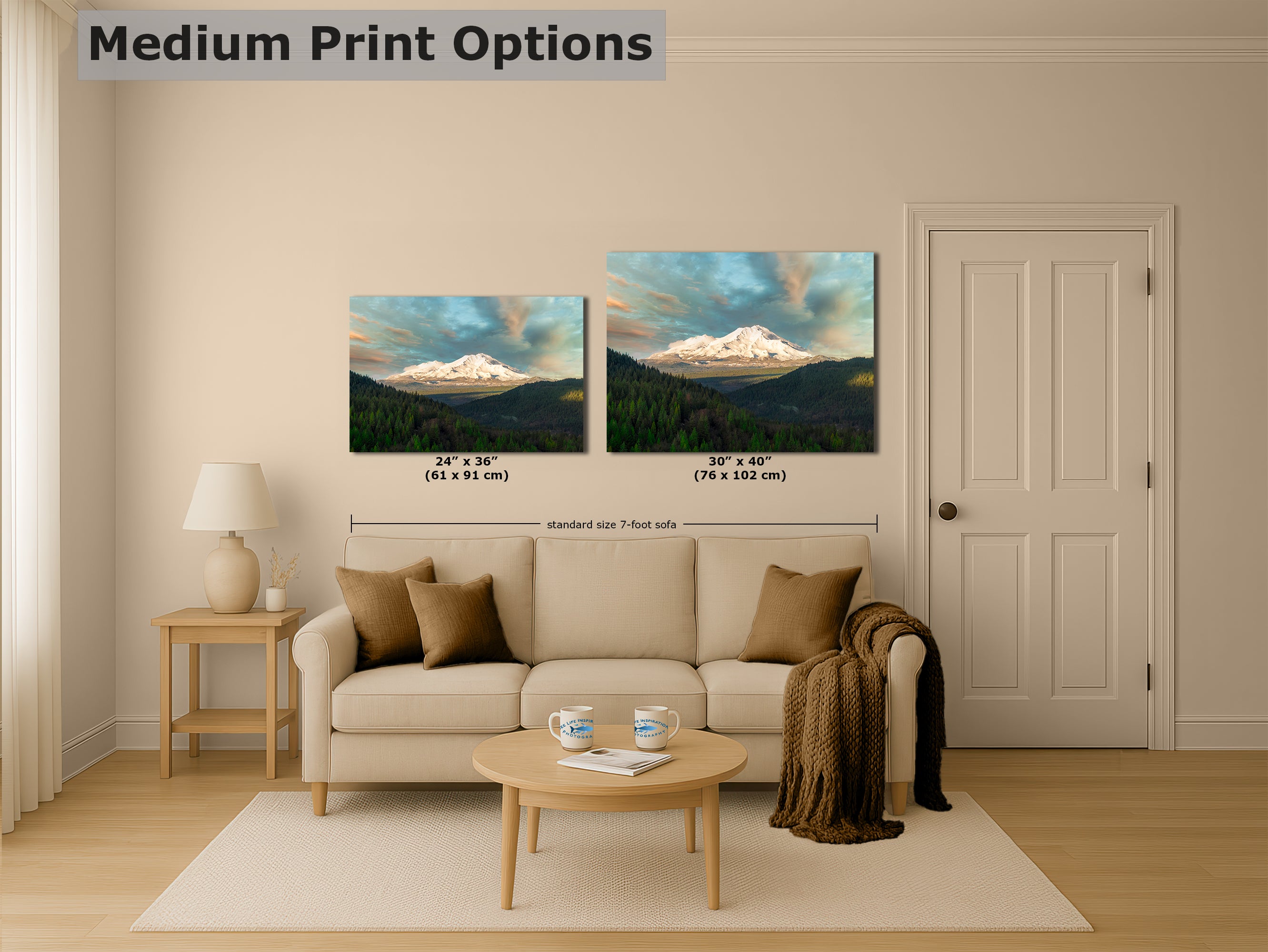 Mount Shasta Mountain Picture Nature Photo, California Mountain Relaxation Artwork for Meditation, Office, Apartment and House Decor