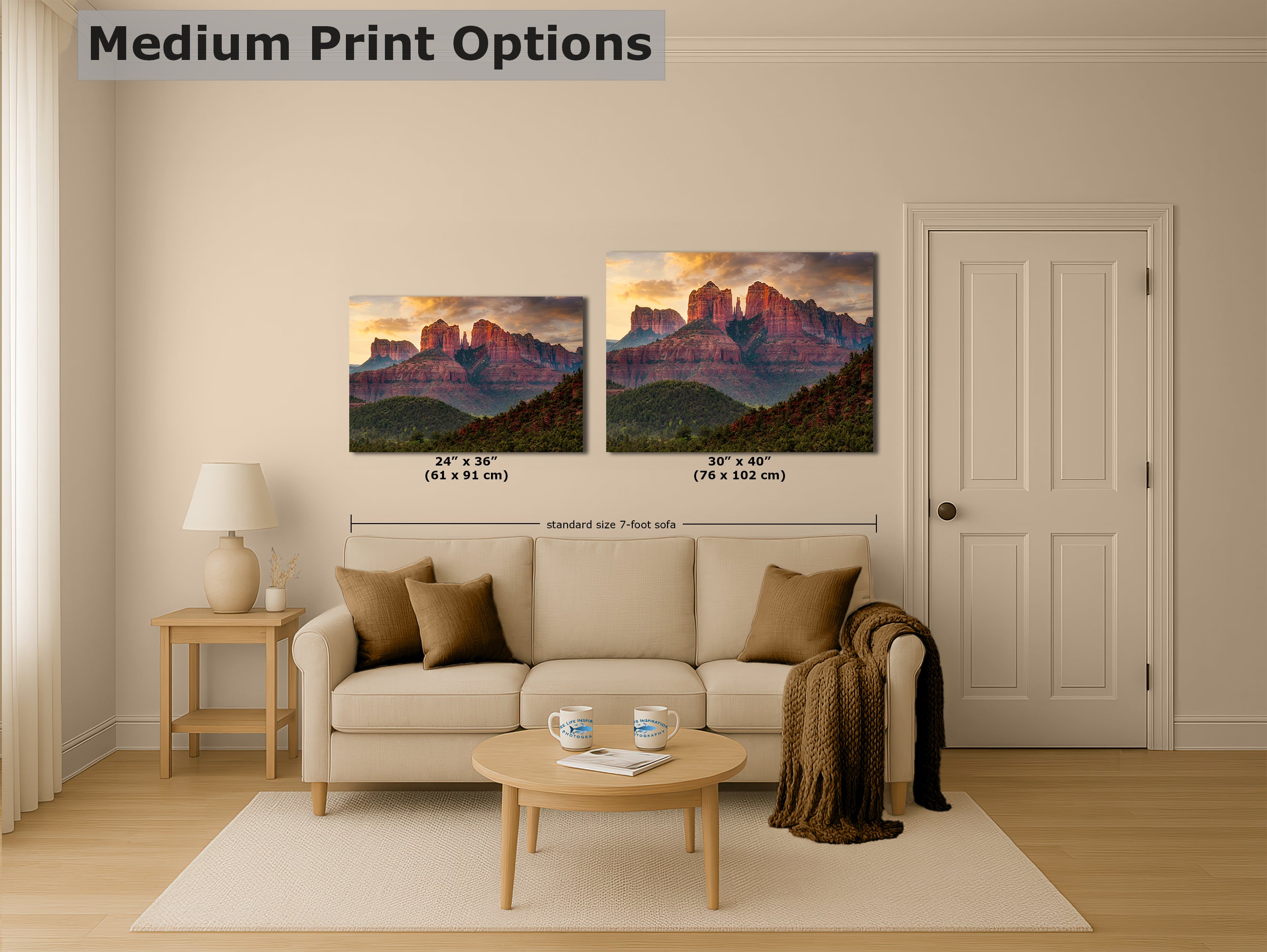 Cathedral Rock, Moody Sedona Arizona Desert Picture Nature Photo Relaxation Artwork for Meditation, Office, and House Decor