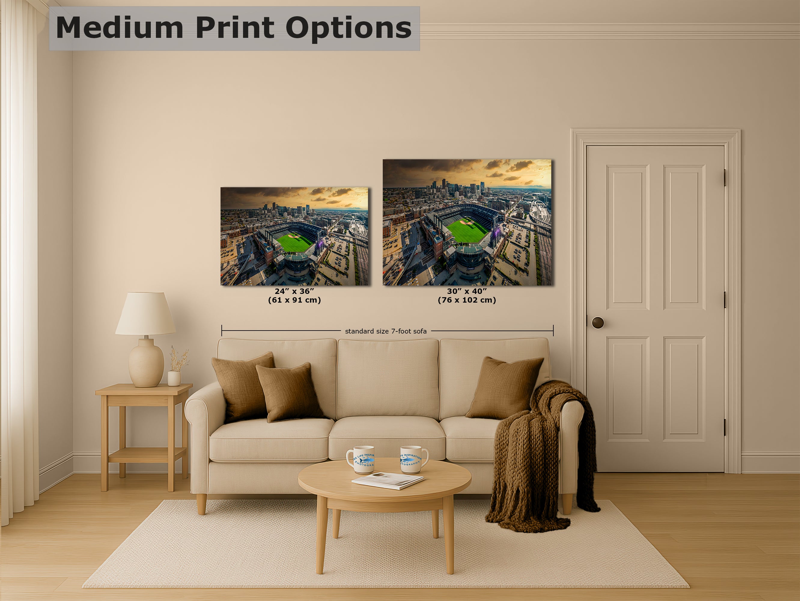 Colorado Rockies Baseball Stadium, Coors Field Denver Colorado Skyline Print for Man Cave Decor & Sports Fans