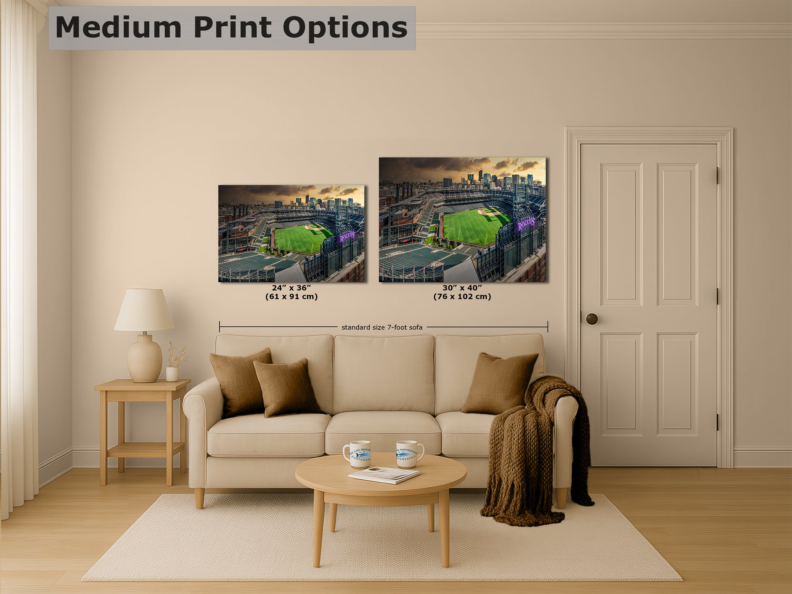 Colorado Rockies Baseball Stadium Wall Art | Coors Field Denver Colorado Skyline Print for Man Cave Decor & Sports Fans
