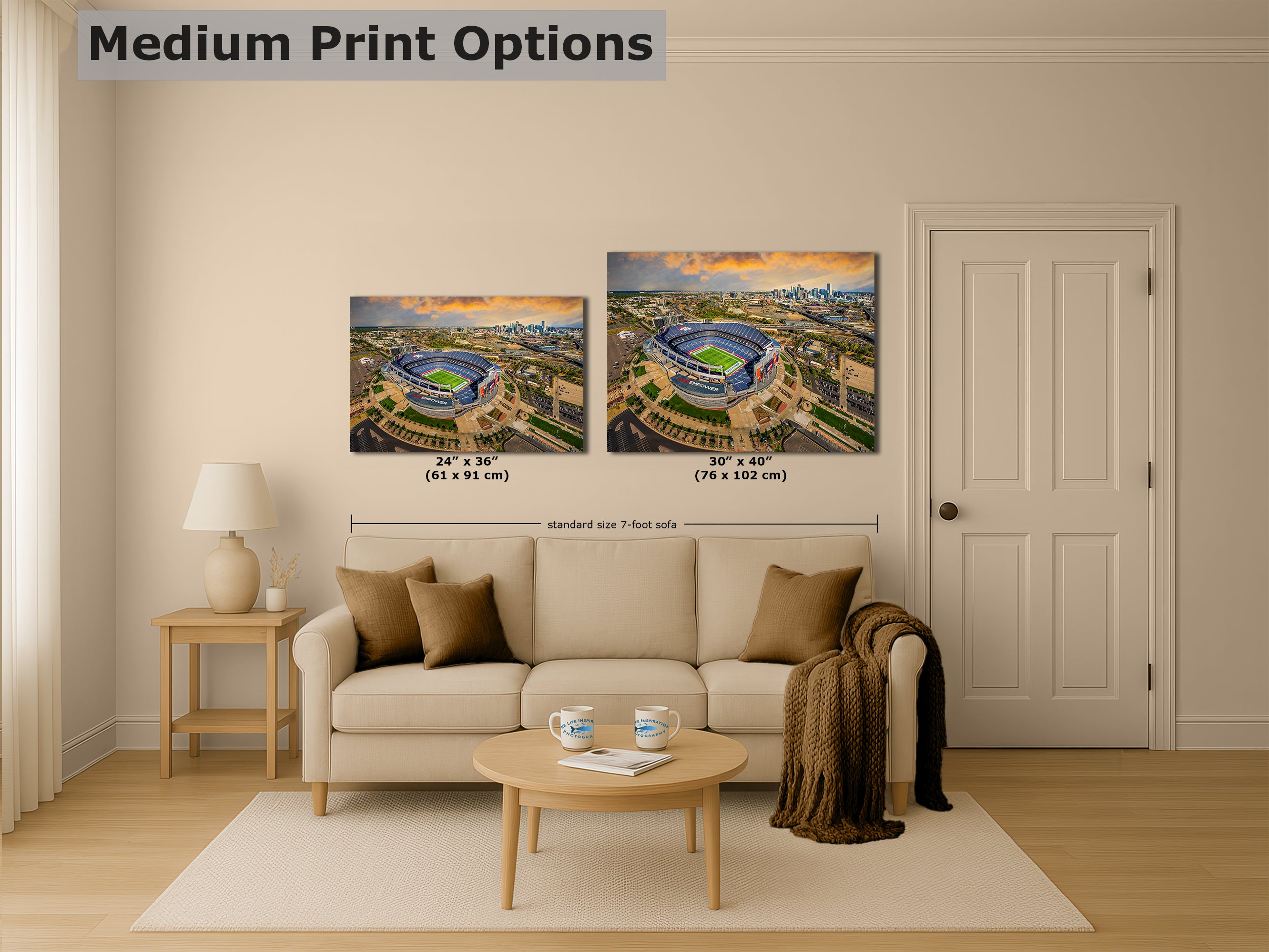 Denver Broncos Football Stadium | Mile High Stadium Denver Colorado Skyline Print | Sports Decor, Man Cave Art