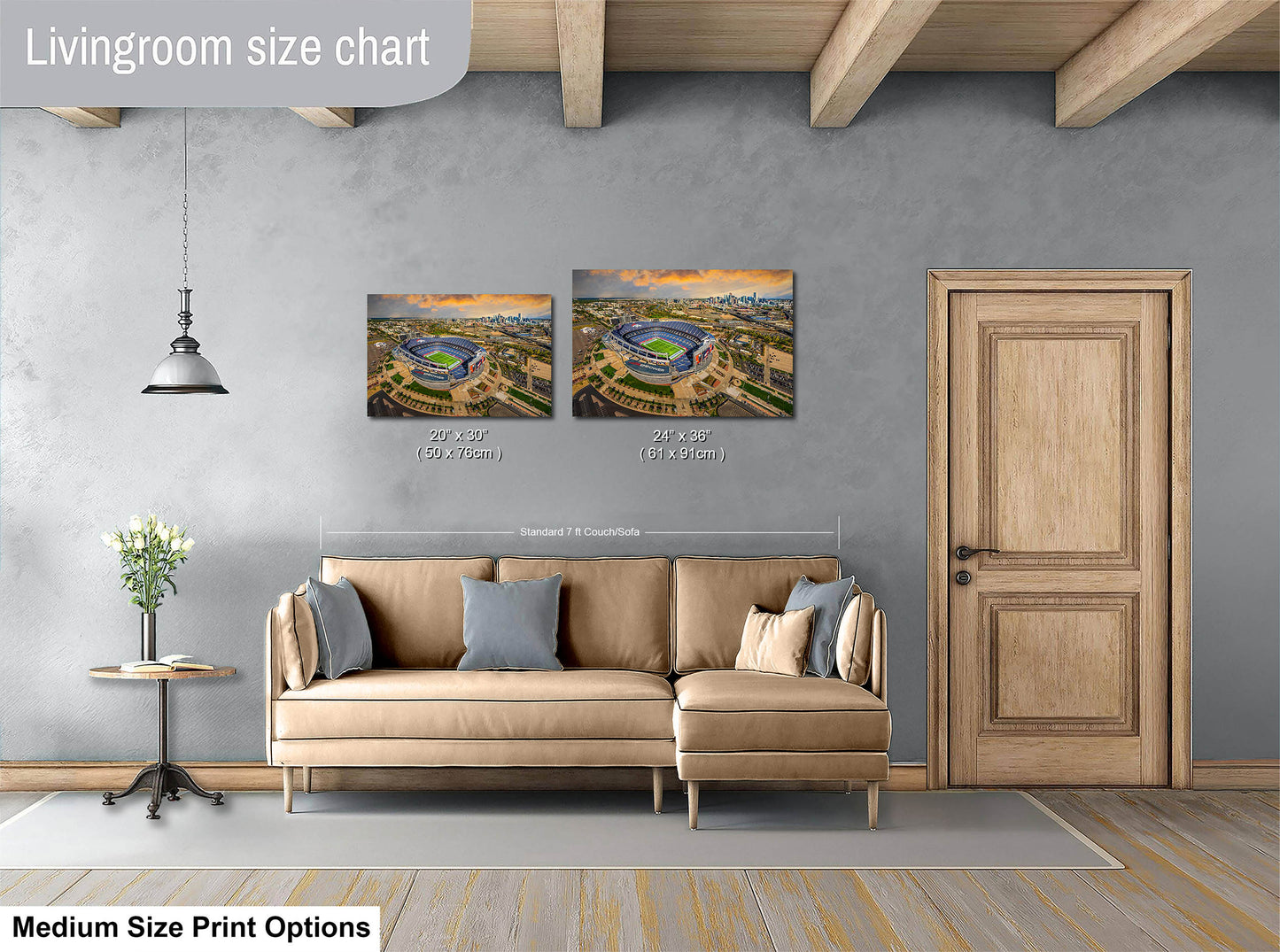 Denver Broncos Football Stadium | Mile High Stadium Denver Colorado Skyline Print | Sports Decor, Man Cave Art