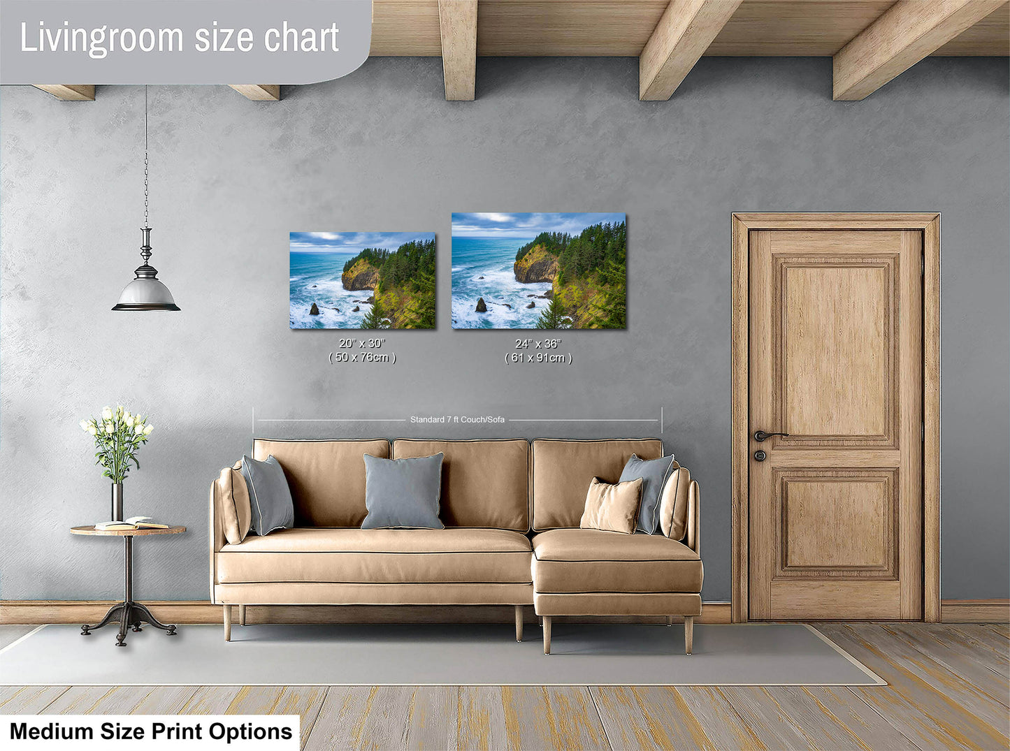 Oregon Coast Ocean Picture, Pacific Northwest Coastline Nature Photo Relaxation Artwork for Meditation, Apartment, Office & House Décor