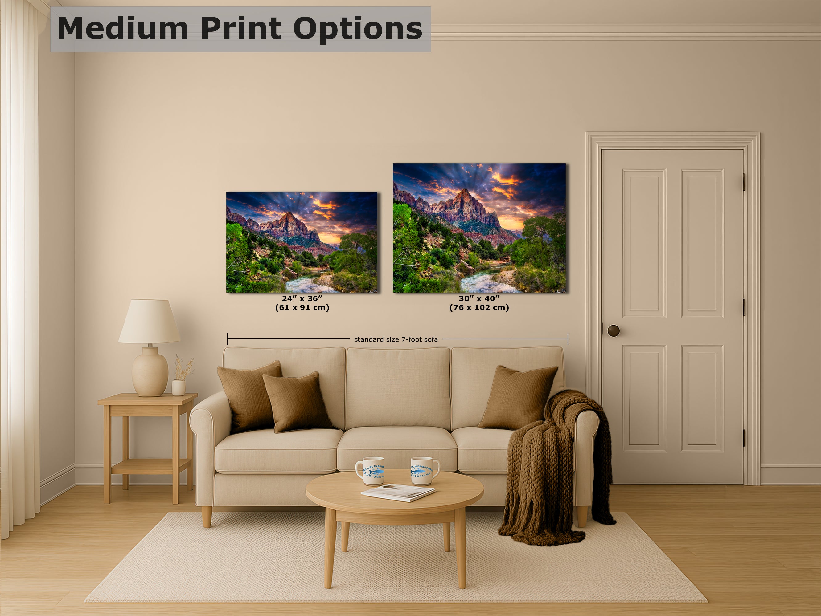 Zion National Park Art, Watchman Mountain Southwestern Desert Picture