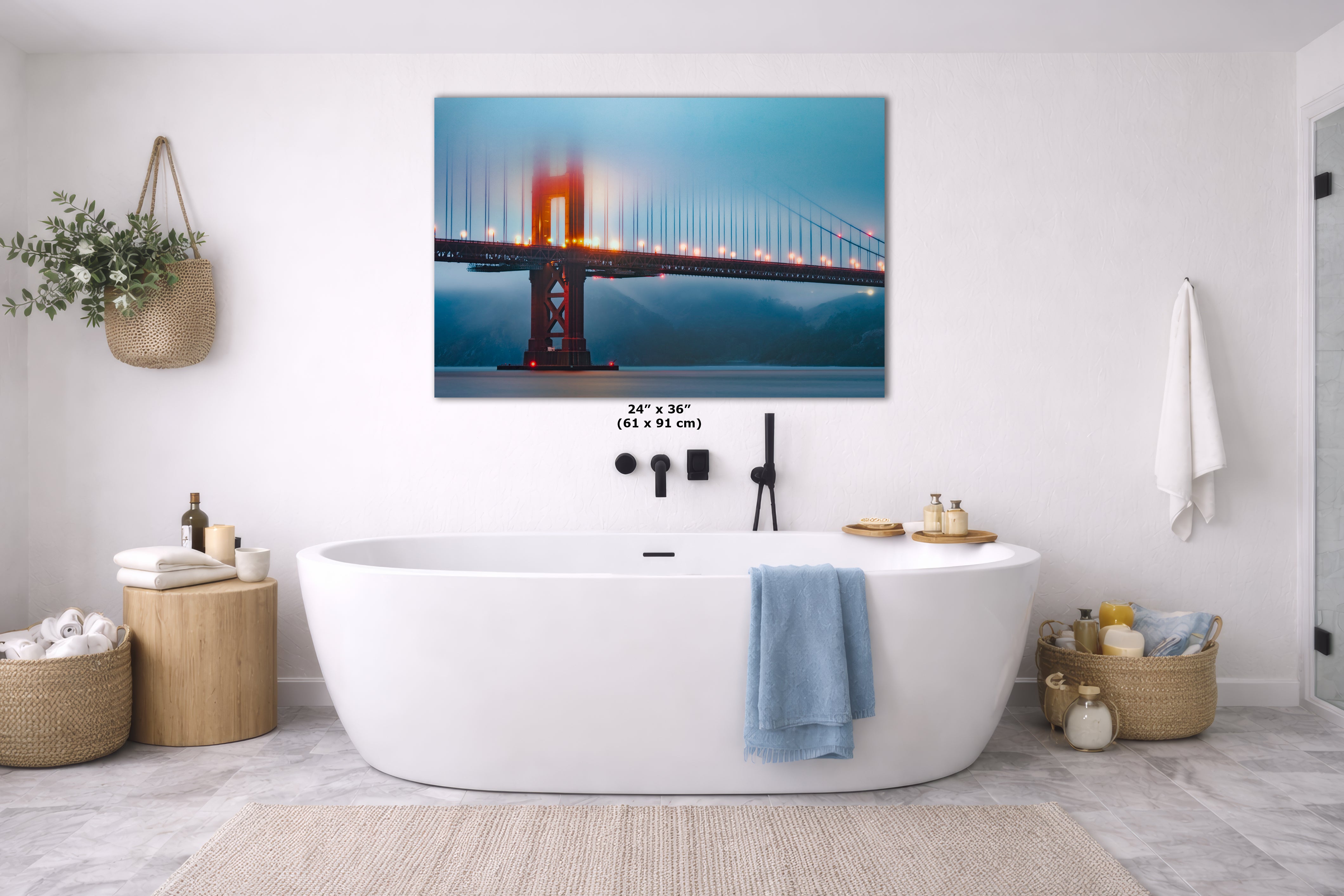 Limited Edition Fine Art Photography Bridge Picture, San Francisco Golden Gate in Blue Fog