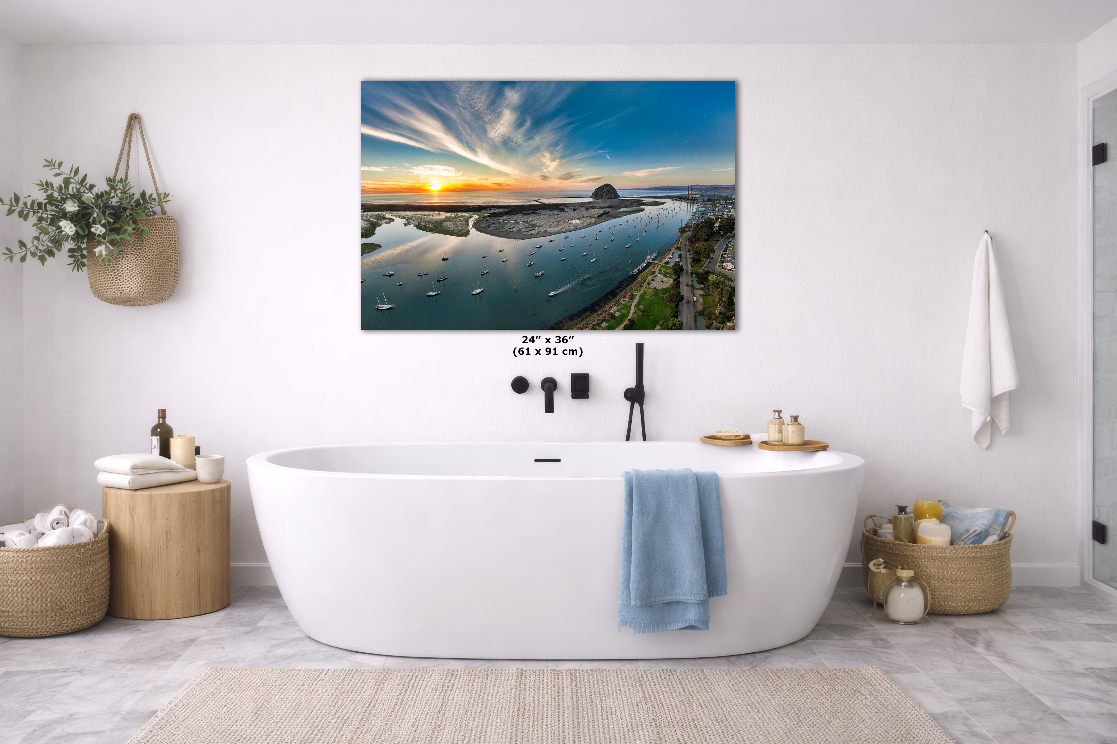 Limited Edition Fine Art Photography, Ocean Picture California Coastline Morro Bay Aerial Sunset