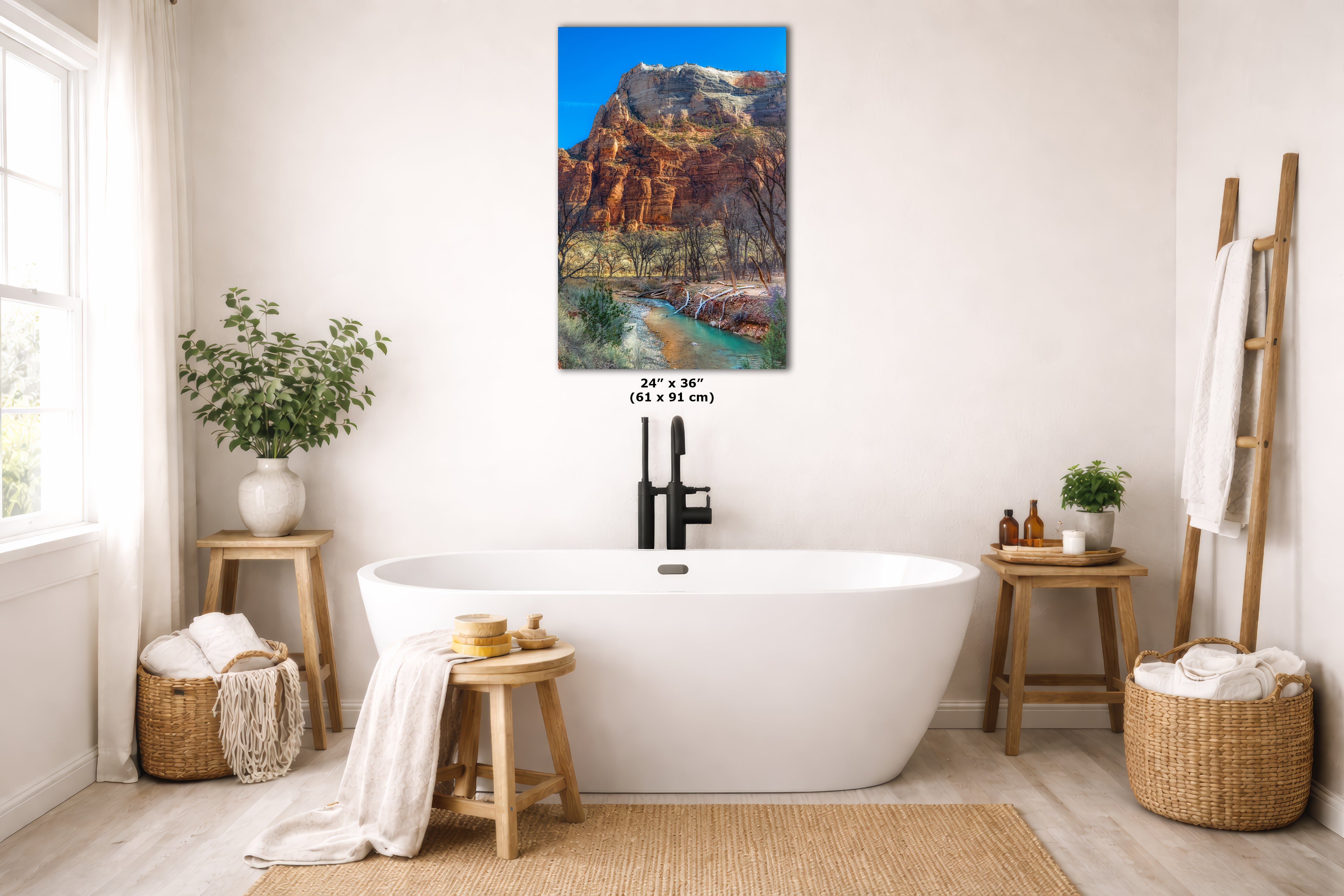 Zion National Park Southern Utah Desert Picture, Southwestern Wall Art, Relaxation Artwork Nature Photo for House Decor