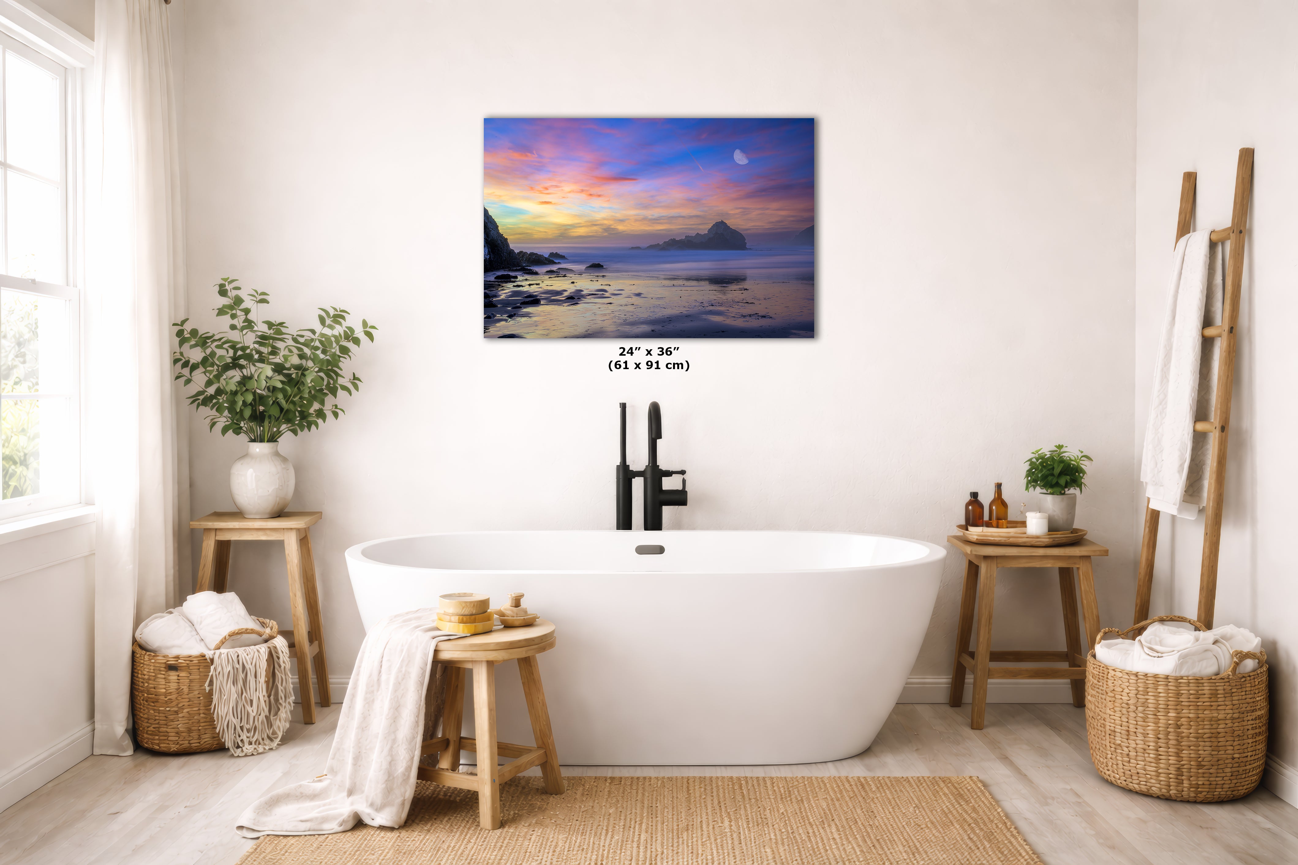 Limited Edition Fine Art Photography California Coastline Ocean Picture, Pfeiffer Beach Purple Sunset