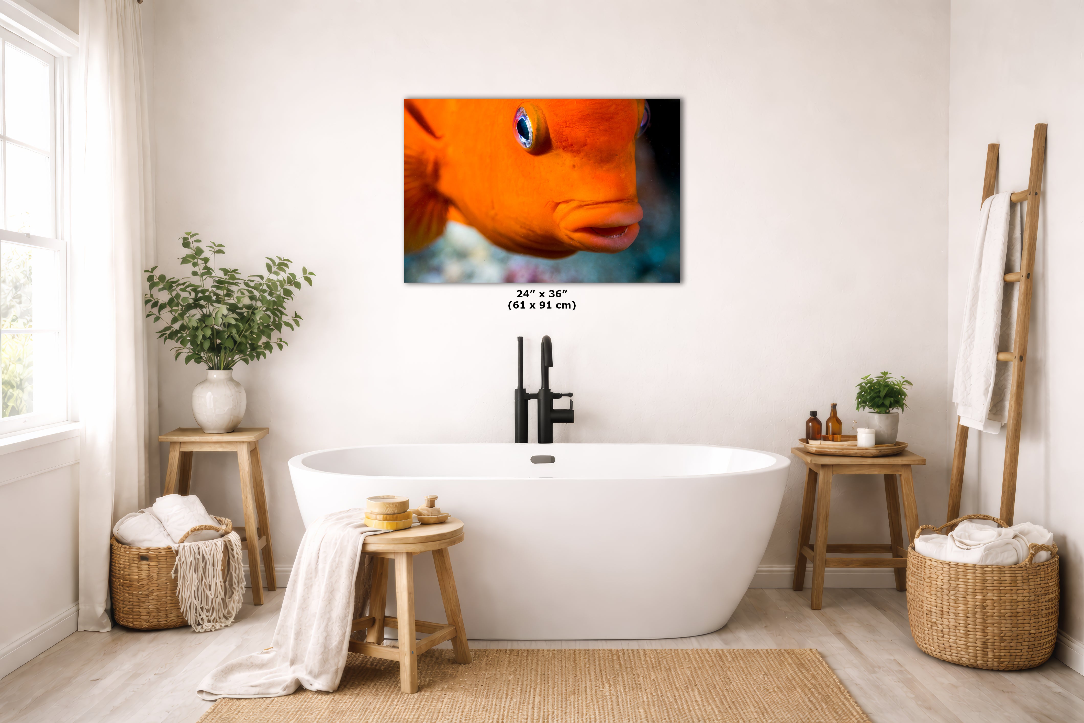 Garibaldi Fish Marine Biology Ocean Life, Underwater Scenery Nature Photo, California Marine Inhabitant, Nature Decor, Relaxation Artwork