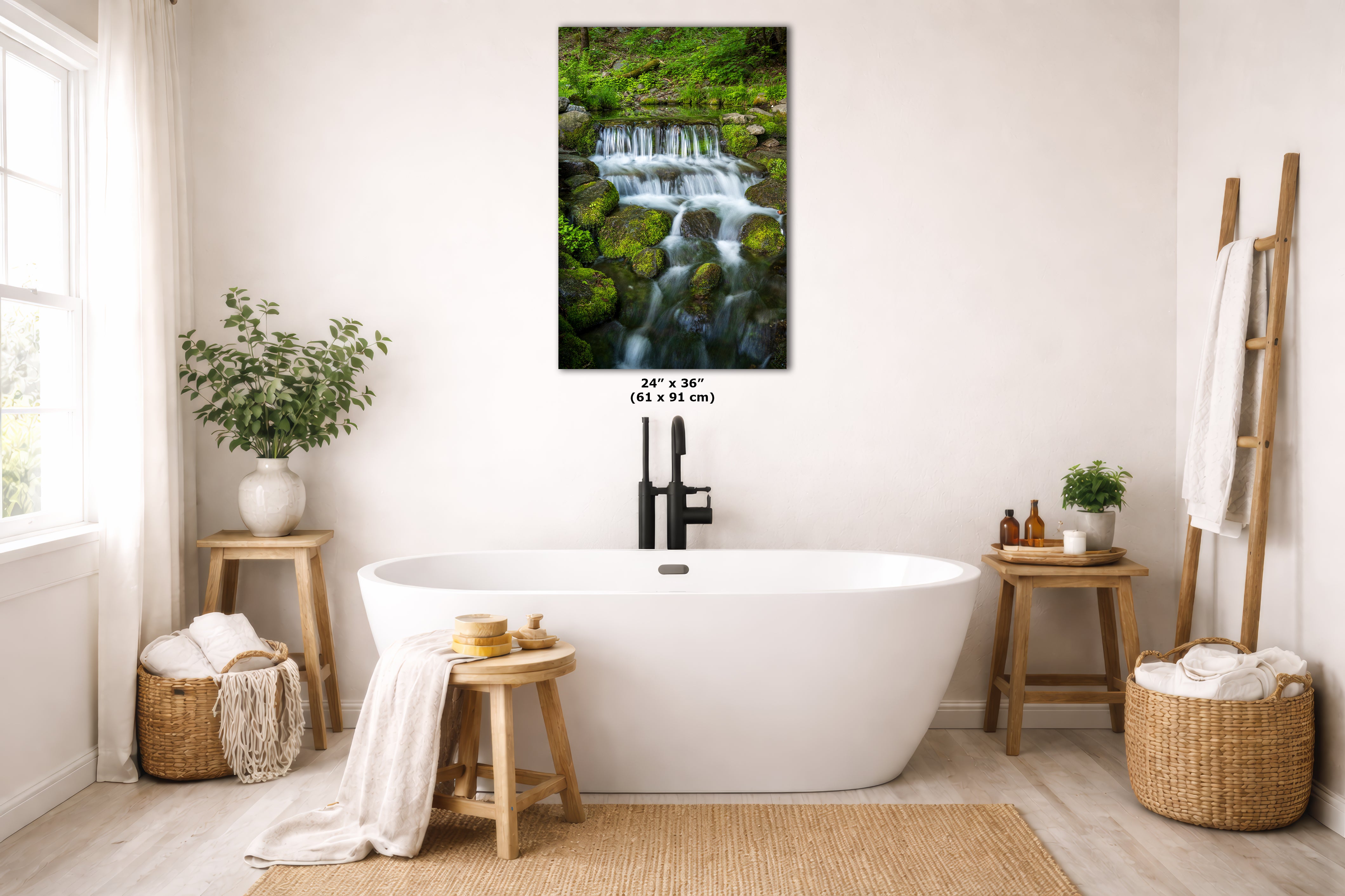 Yosemite National Park Waterfall Picture Nature Photo Relaxation Artwork for Meditation, Office, Apartment, and House Decor