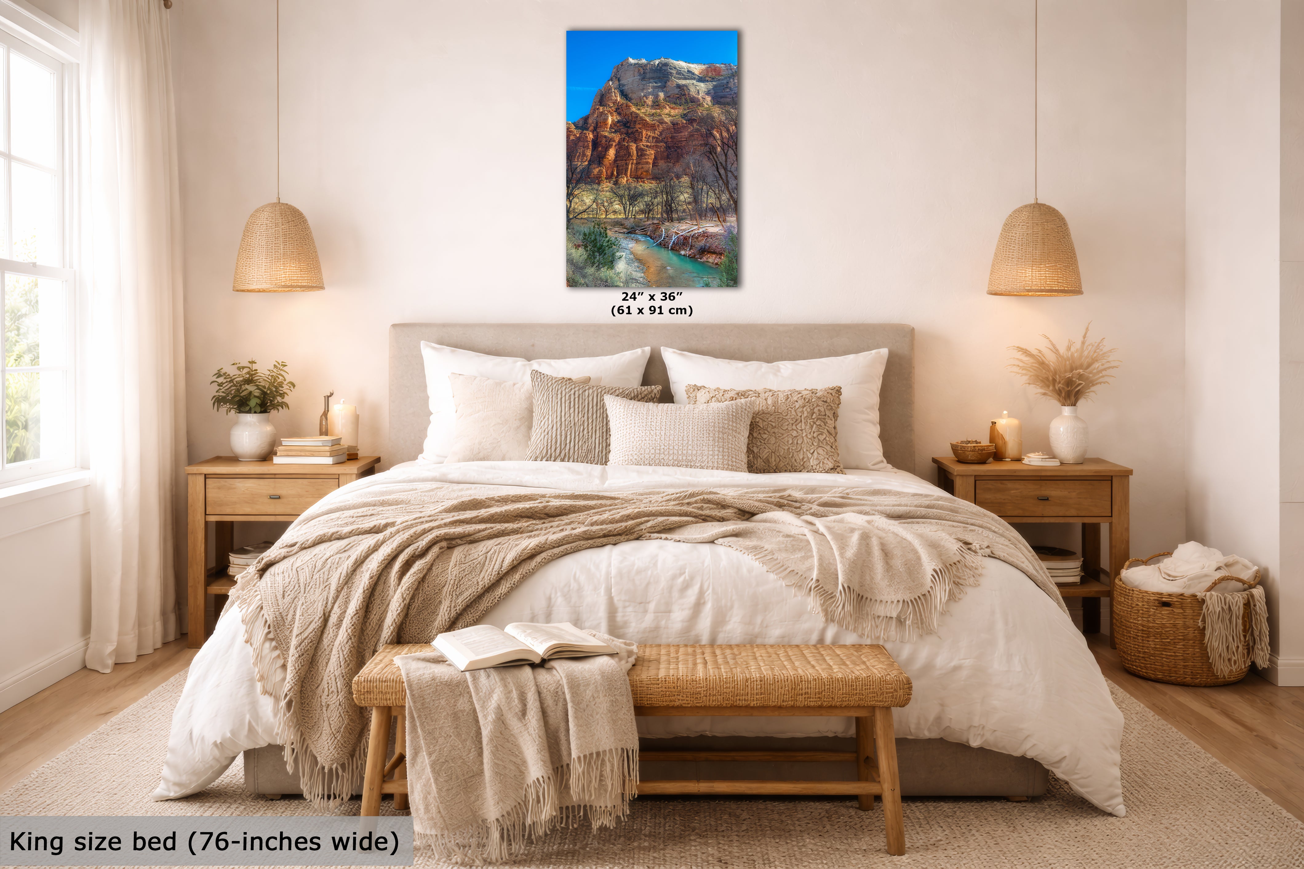 Zion National Park Southern Utah Desert Picture, Southwestern Wall Art, Relaxation Artwork Nature Photo for House Decor