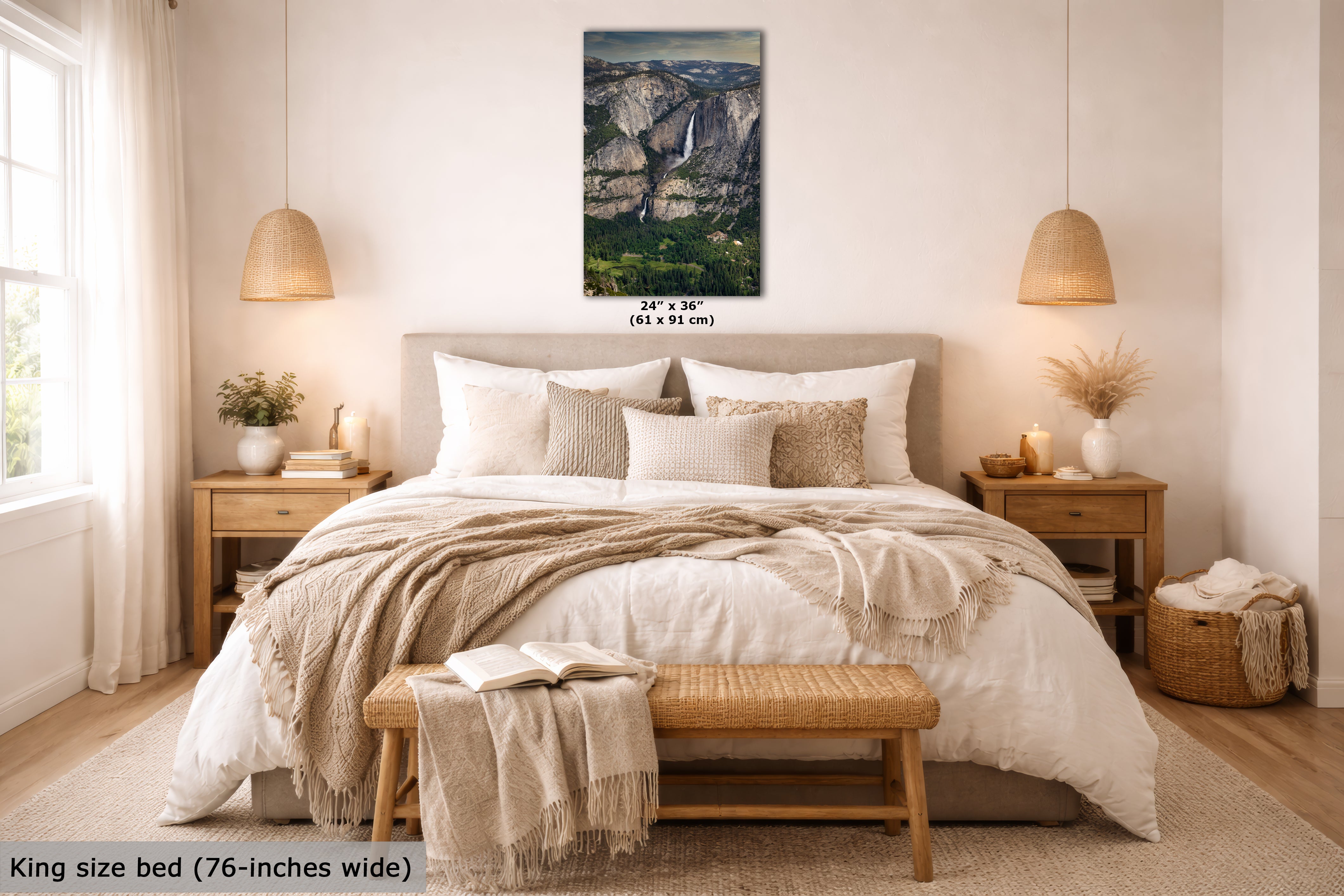 Yosemite Falls Glacier Point National Park Nature Photo Relaxation Artwork for Meditation, Office, Dorm, Apartment, and House Decor