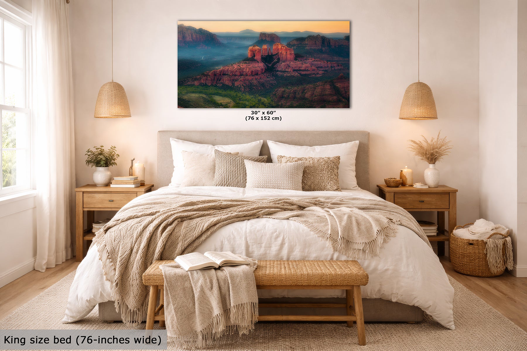 Cathedral Rock Aerial Sunrise, Sedona Arizona Desert Picture Nature Photo Relaxation Artwork for Meditation, Office, and House Decor