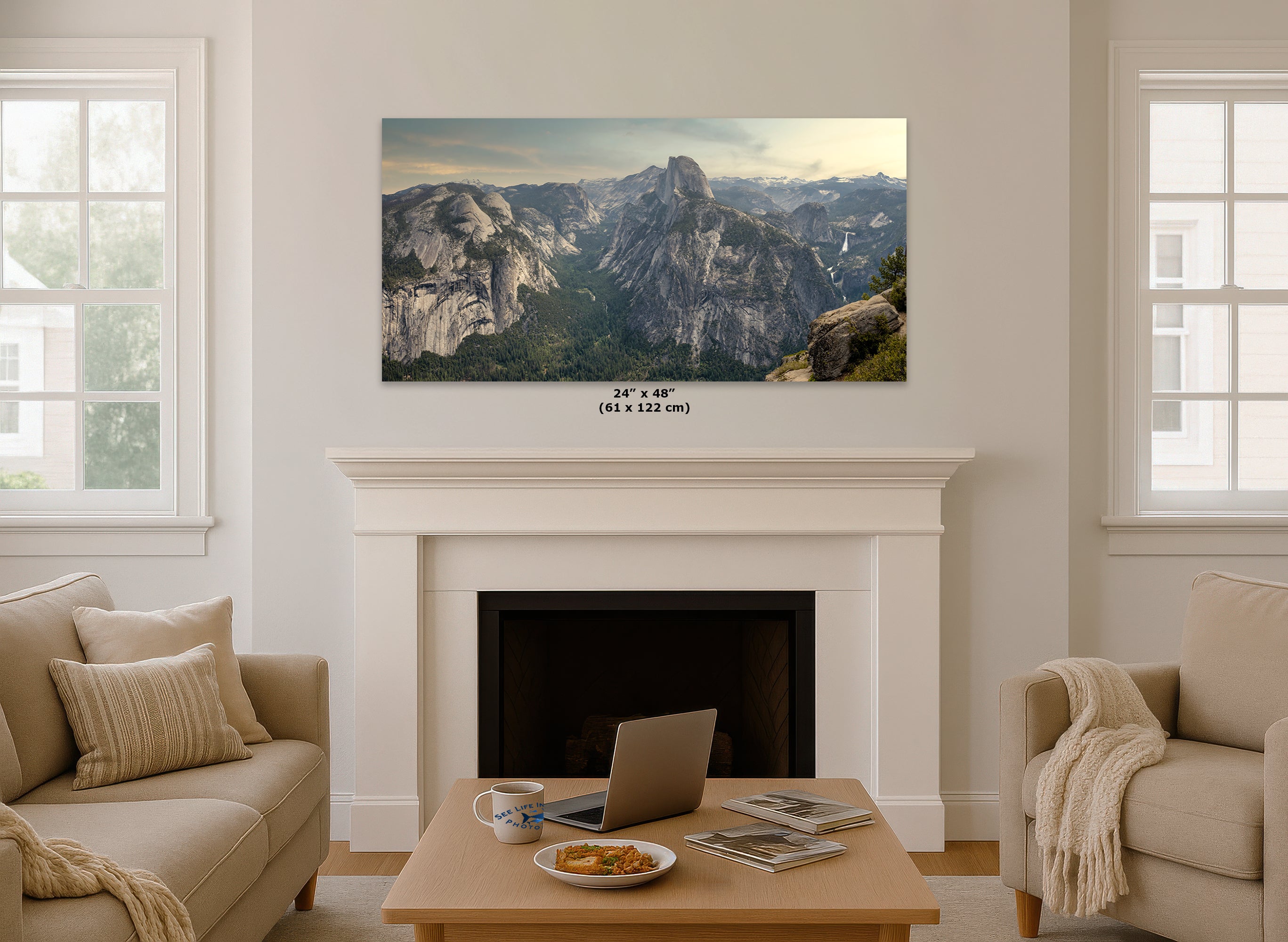Glacier Point Yosemite National Park Nature Photo Relaxation Artwork of Half Dome for Meditation, Office, and House Decor