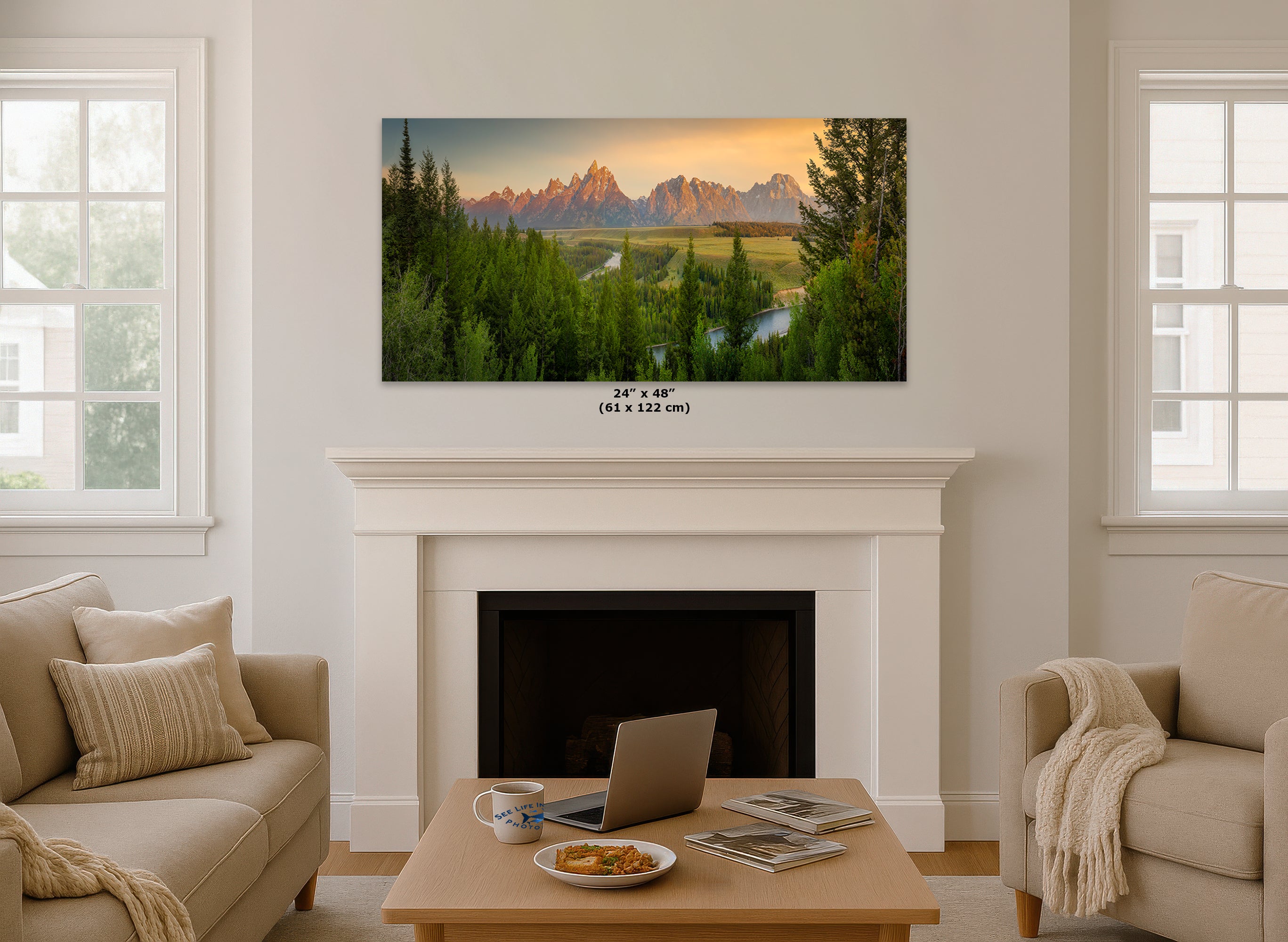 Grand Teton National Park Wyoming Mountain Picture Panorama Nature Photo, Rustic Wall Art, Jackson Hole Scenery, Bohemian Decor